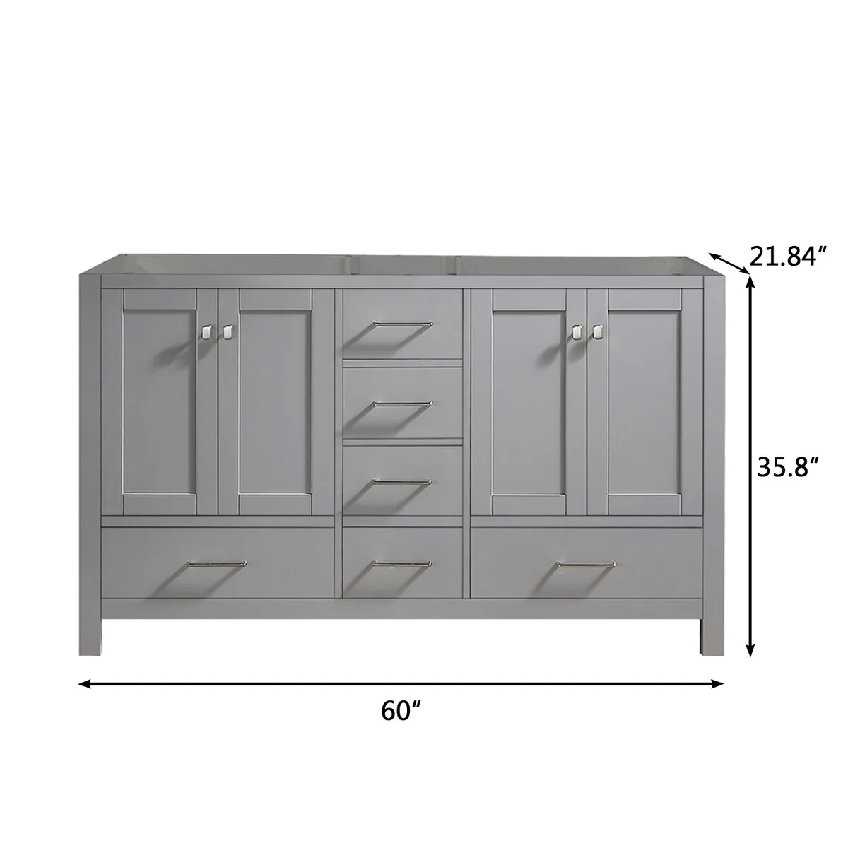 BATHLET 60 inch Quartz Countertop Double Sink Bathroom Vanity Set