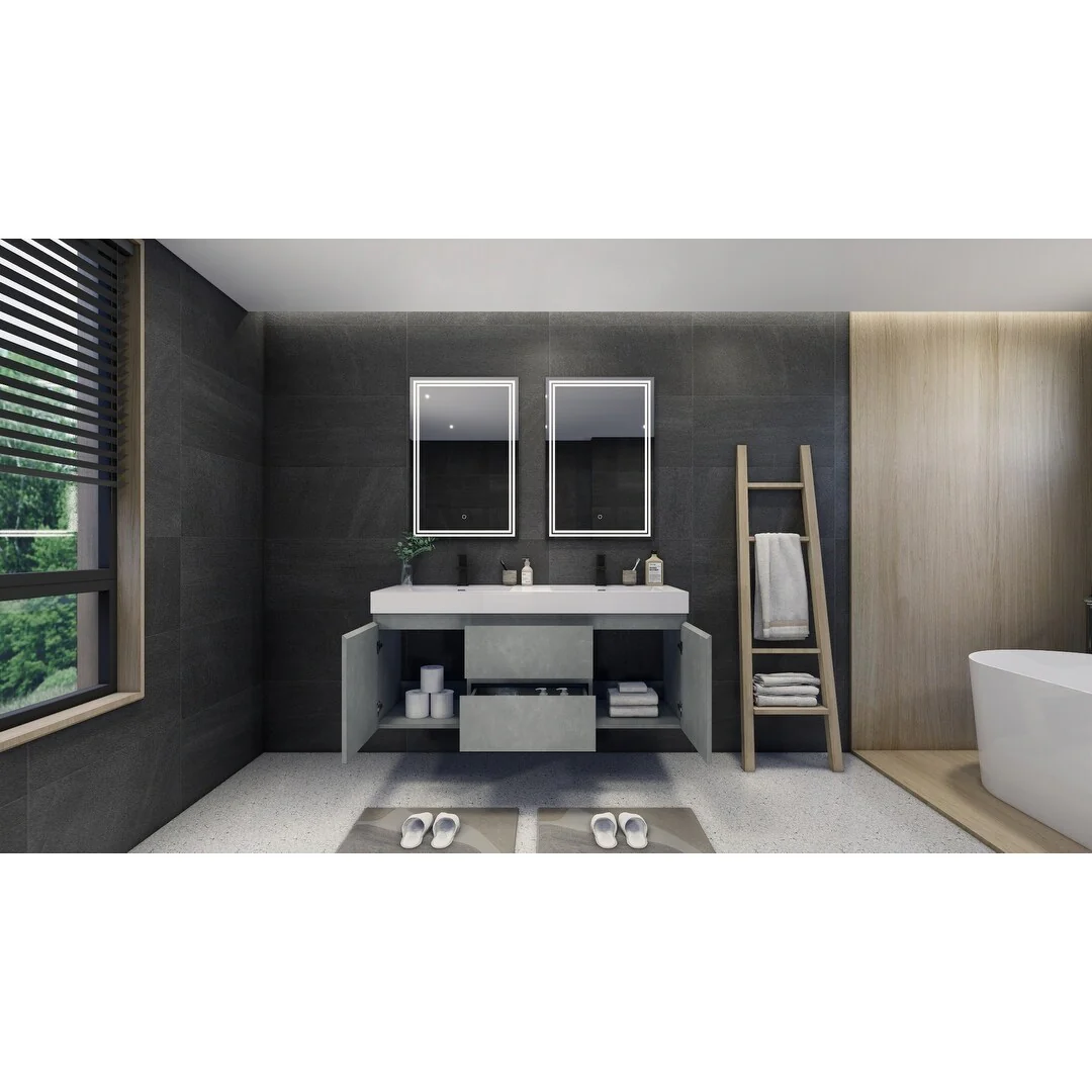 Baillie 60'' Wall-Mounted Vanity with Double Reinforced Acrylic Sink