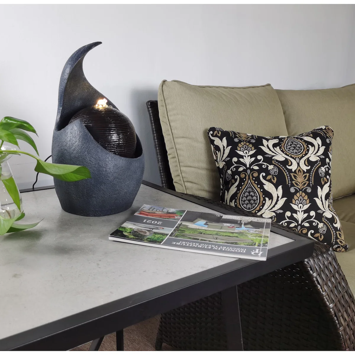 Indoor Zen Ball Tabletop Fountain with LED Light