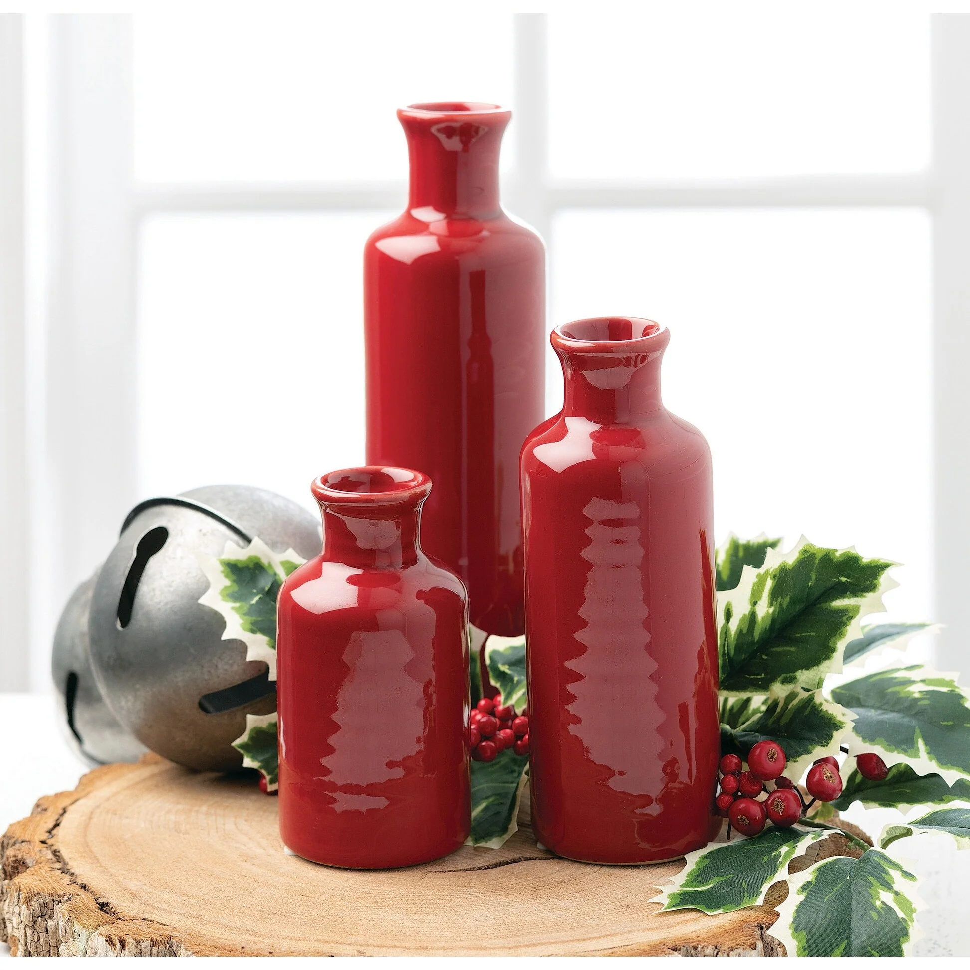 Sullivans Set of 3 Small Ceramic Bottle Vases 5