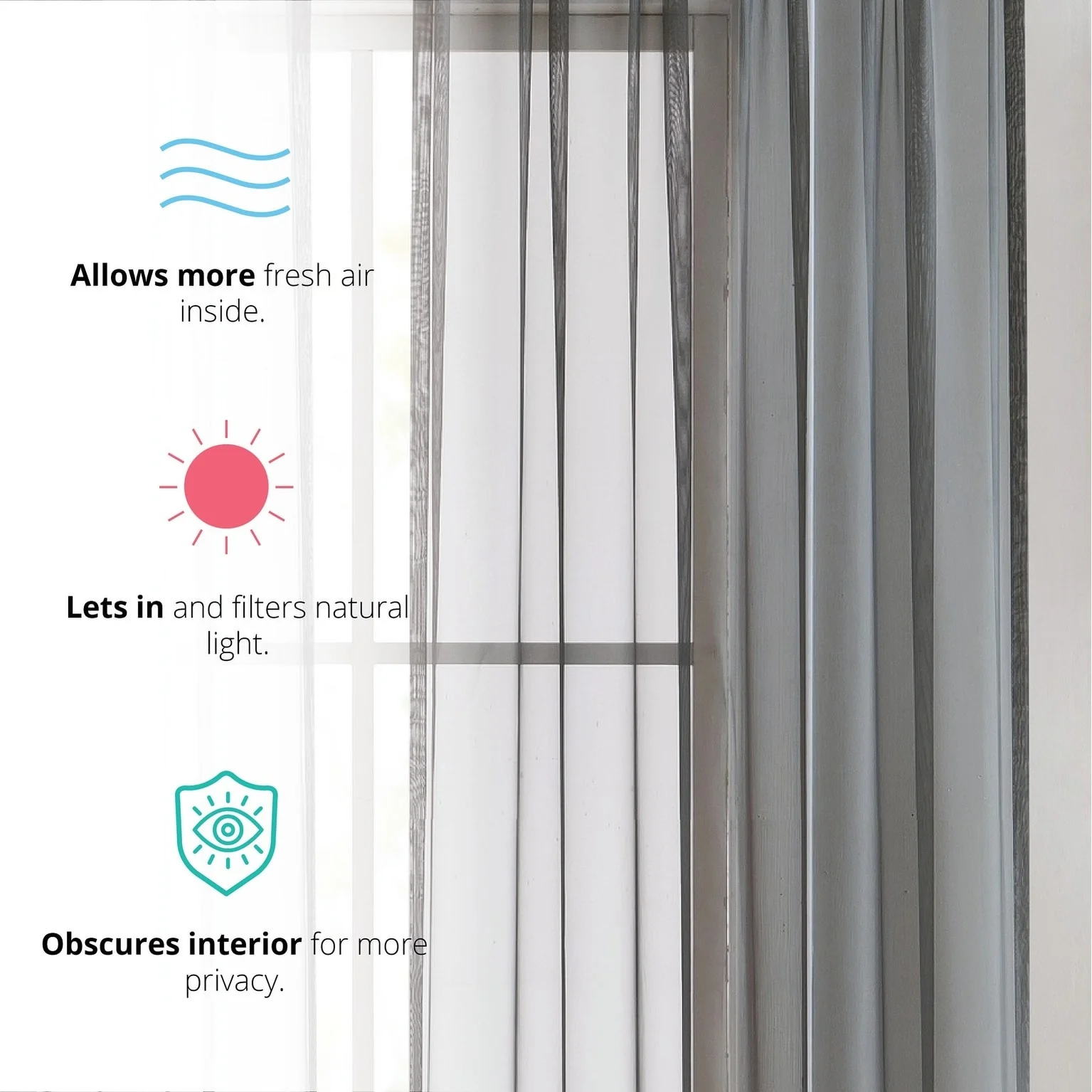 HLC.me Geneva Sheer Voile Window Treatment Rod Pocket Curtain Panels Bedroom and Living Room (Set of 4)