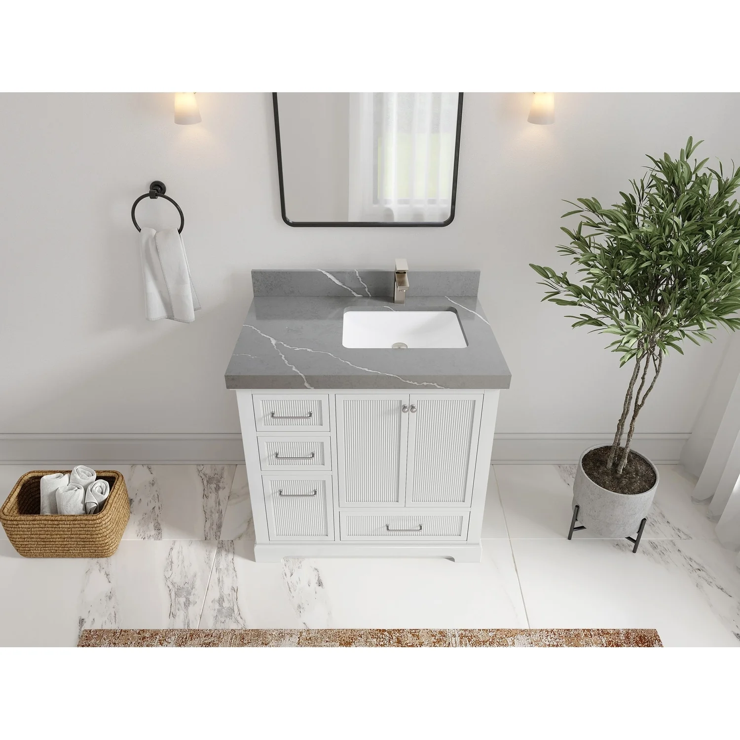 Willow Collections 36 in. W x 22 in. D Alys Right Offset Sink Bathroom Vanity with Countertop