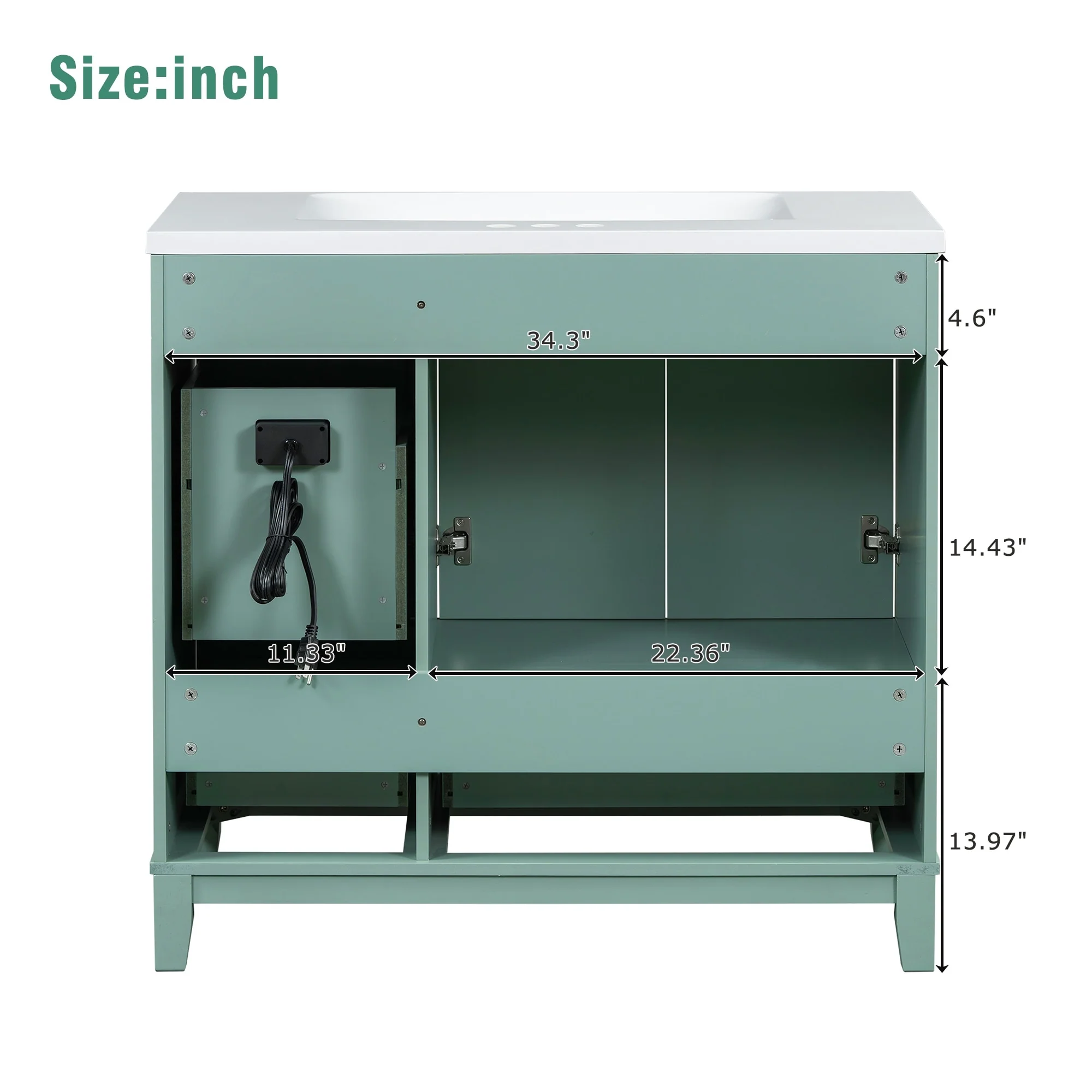 36 Inch Modern Bathroom Vanity with USB Charging