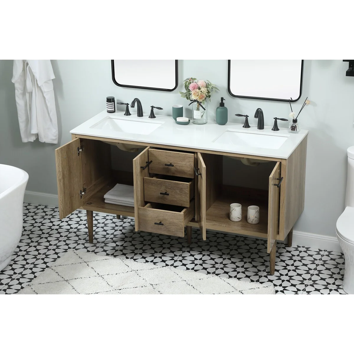 Fern 60 Inch Double Bathroom Vanity