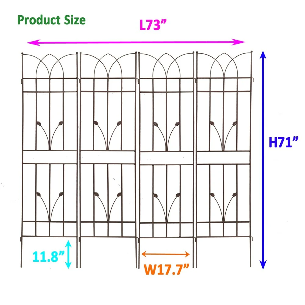 4 Pack Metal Garden Rustproof Trellis for Flower Support