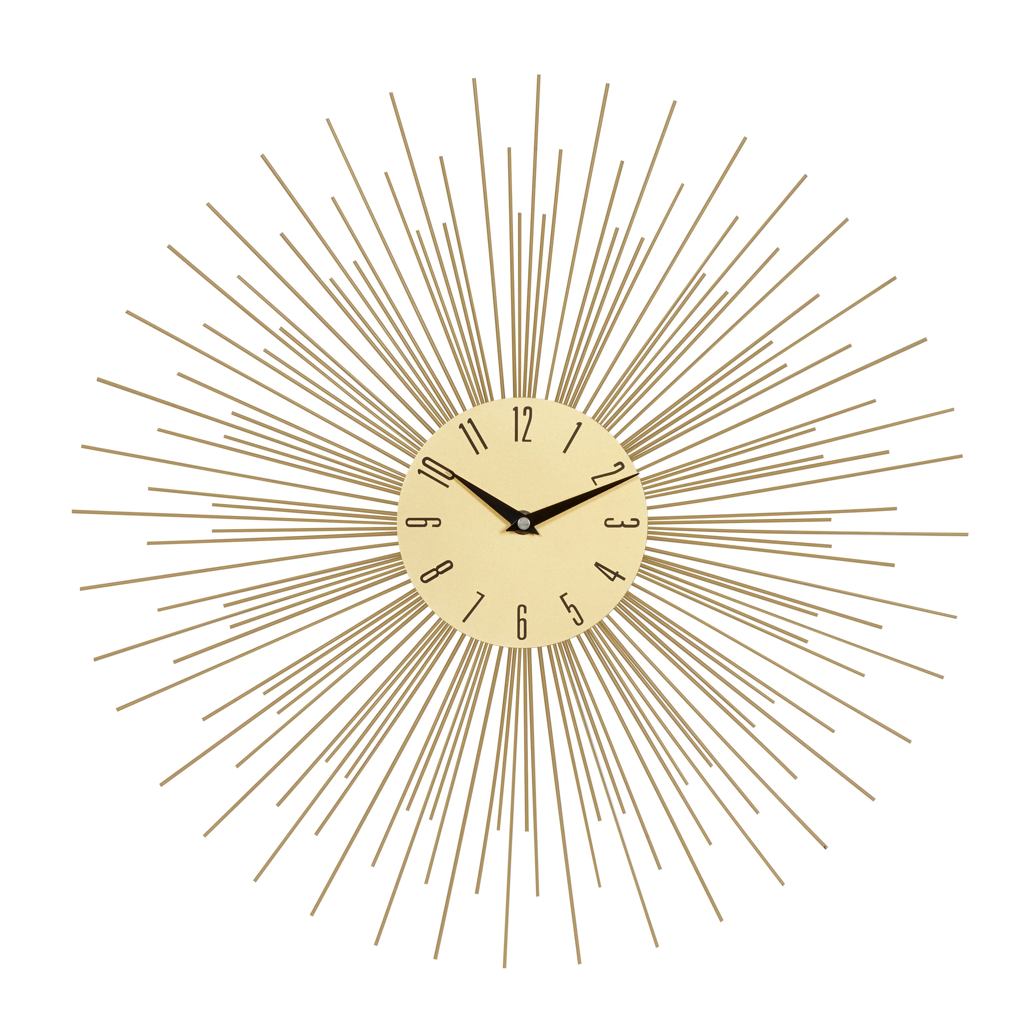 Metal Starburst Wall Clock with Black Accents - Gold - Roche River Decor - 1