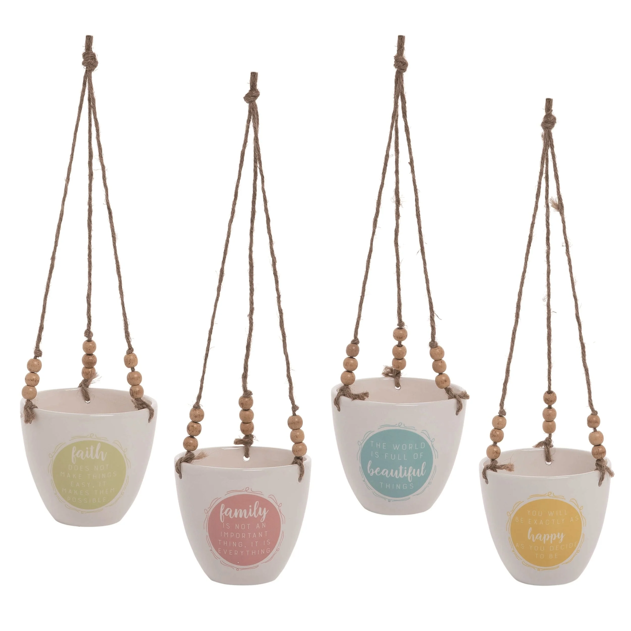 Transpac Country Cottage Hanging Planter Set of 4 Spring Home Decorations