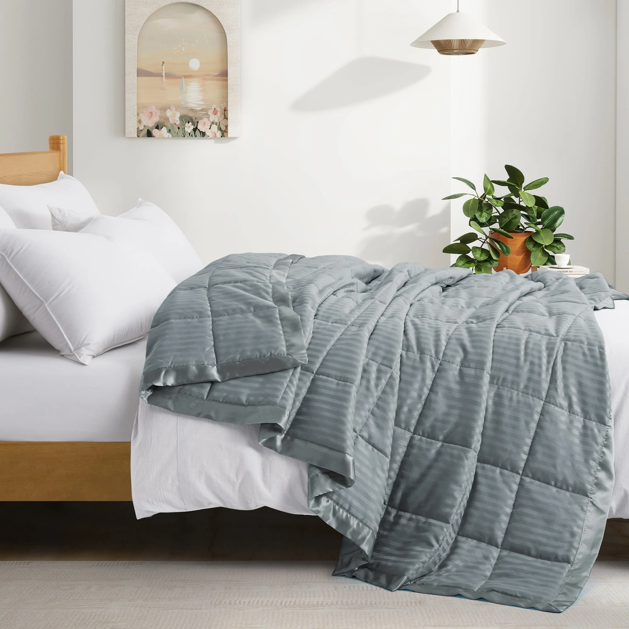 Hotel Quality Luxury All Season Jacquard Soft Bed Blanket with Satin Trim, Cozy and Warm