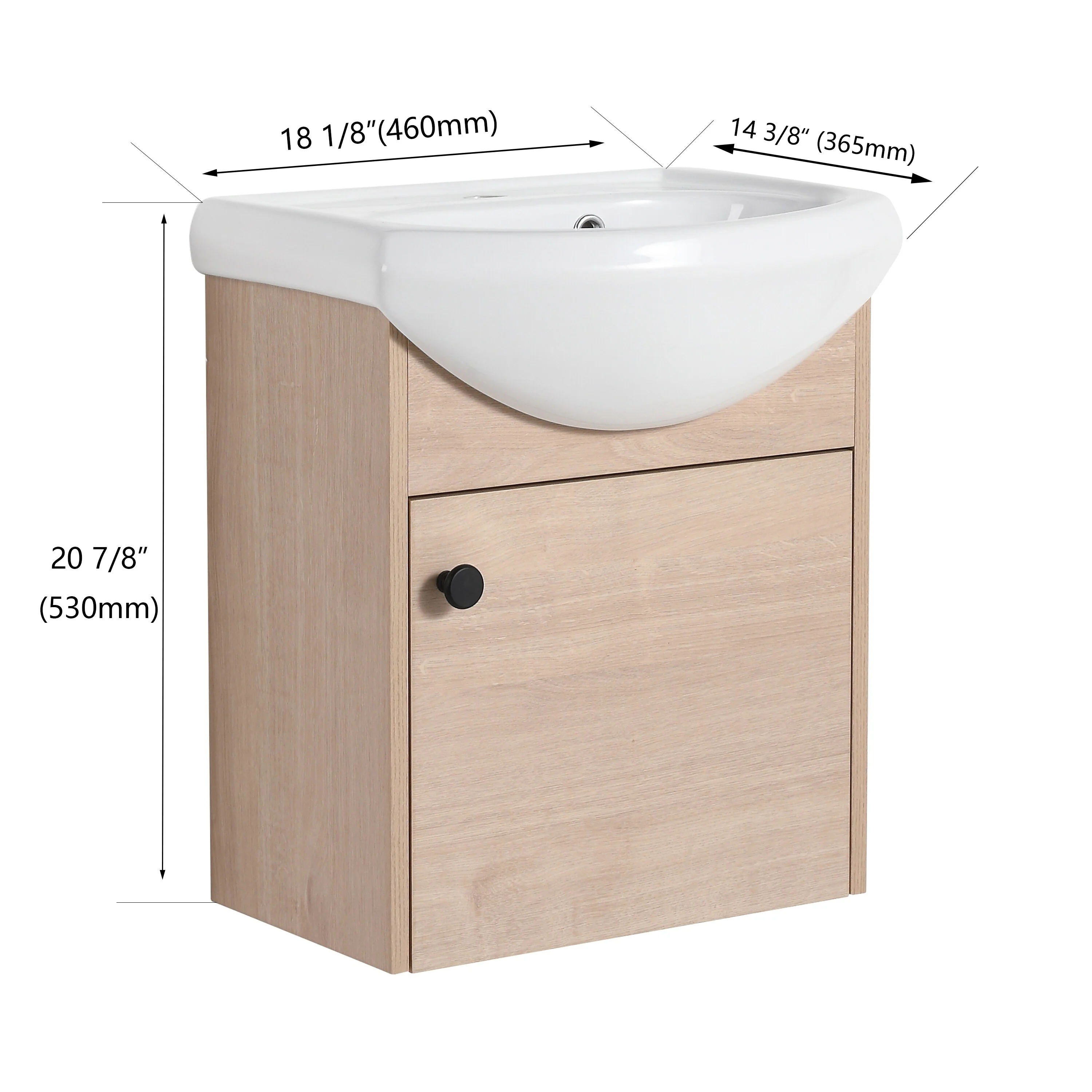 BNK 16/18/23 inch Freestanding/Floating Bathroom Vanity with Single Sink,Powder Room Vanity with Soft Close Door