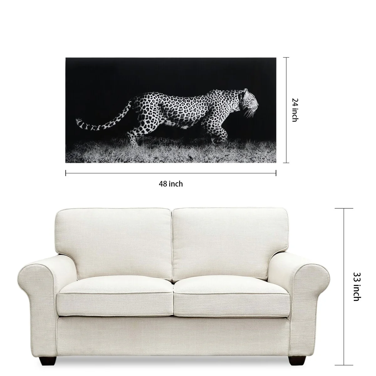 Leopard Wall Art Printed on Frameless Free Floating Tempered Glass