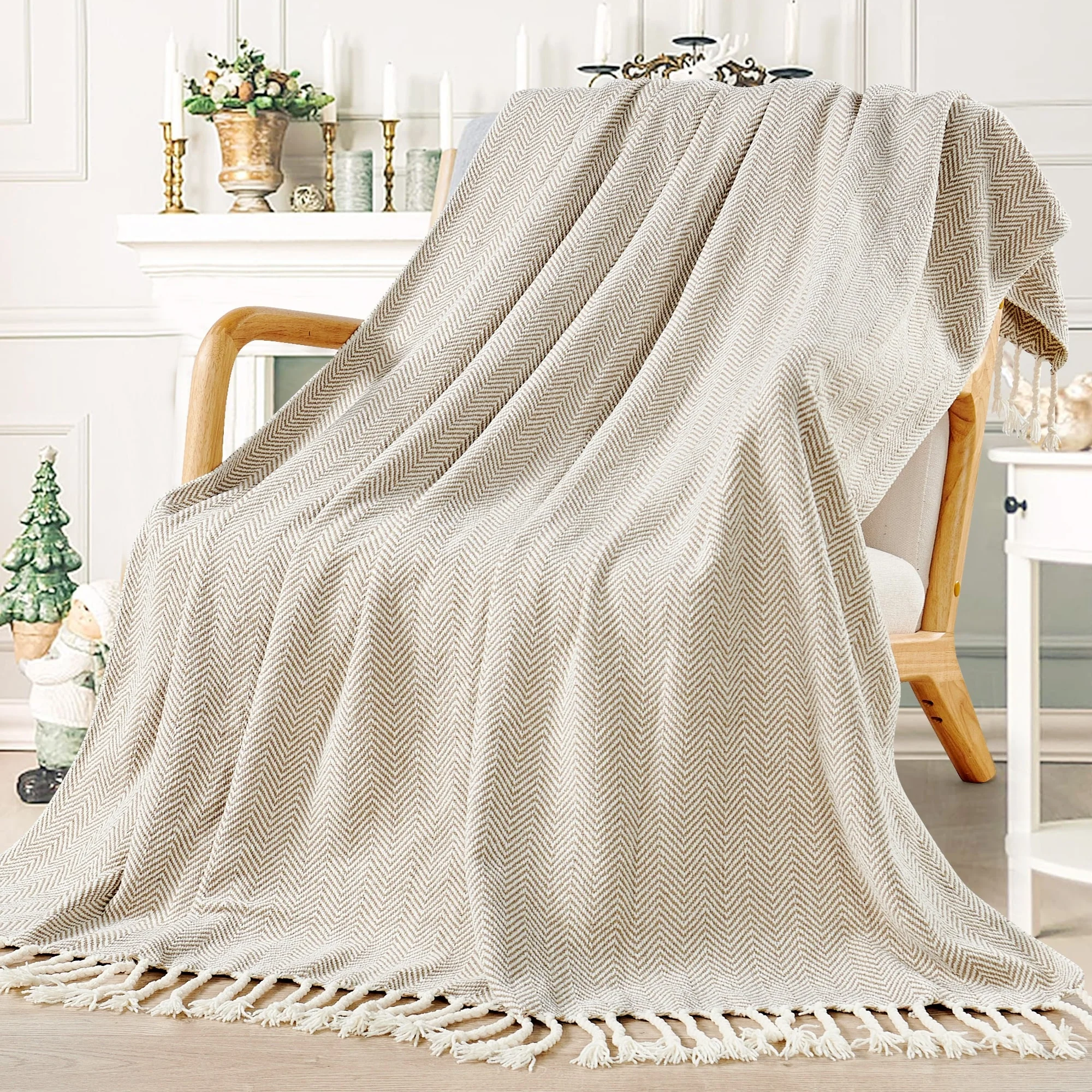 Extra Cozy Chevron Knit Throw Super Soft Knitted Blanket for Couch