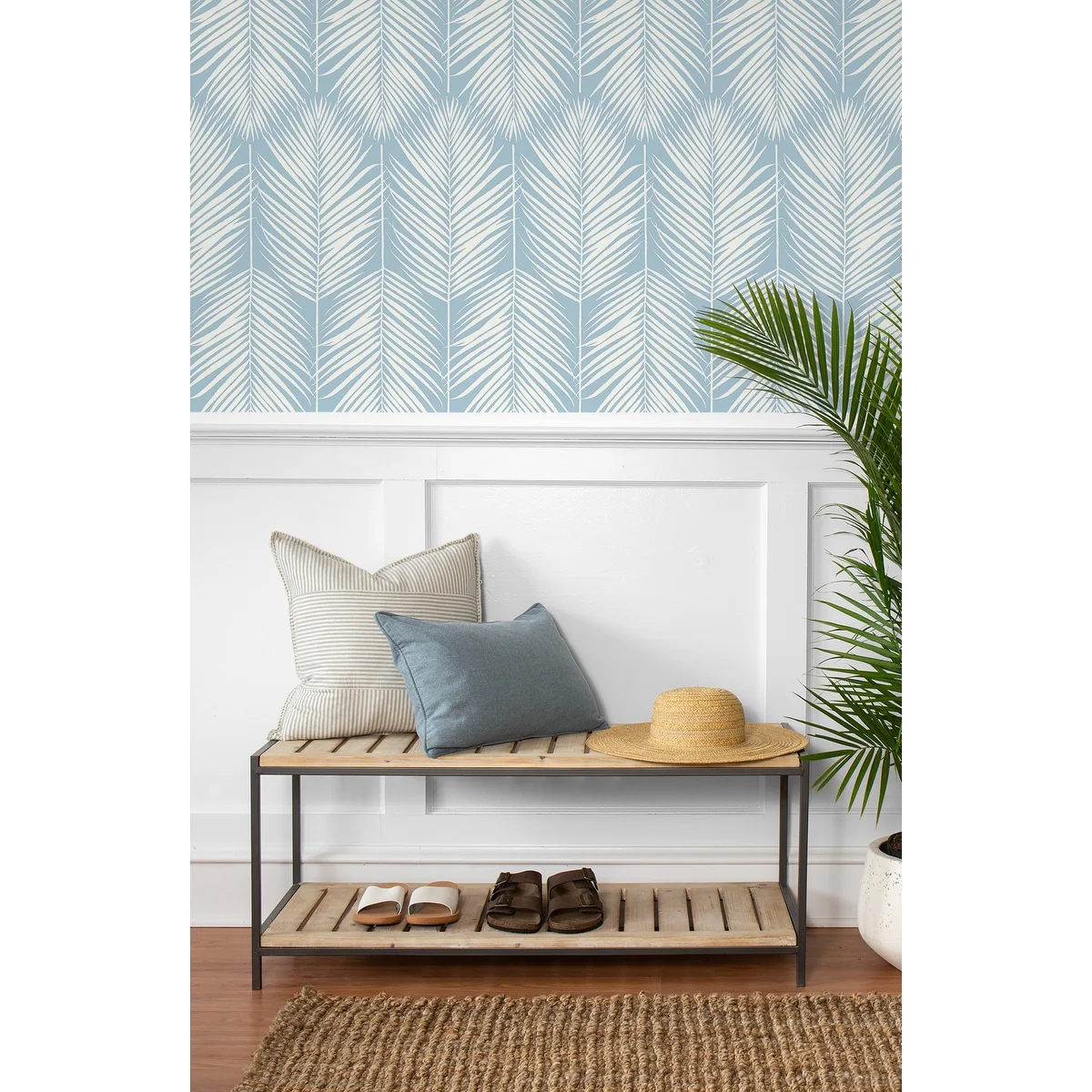 NextWall Palm Silhouette Peel and Stick Wallpaper