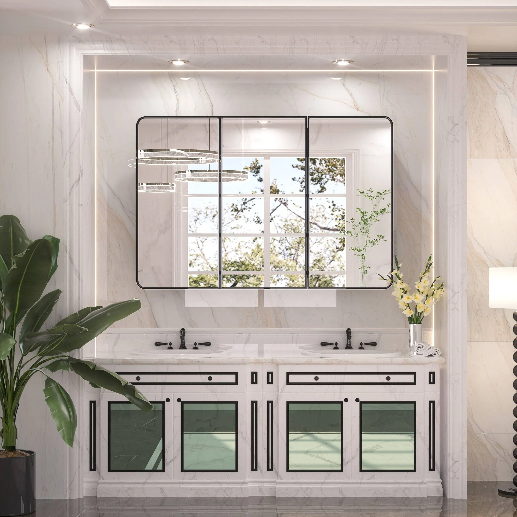 KEONJINN Medicine Cabinets for Bathroom with Mirror, Stainless Steel 1-3 Framed Doors