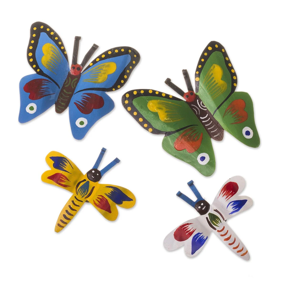 Novica Handmade Butterflies And Dragonflies Magnets (Set Of 4)