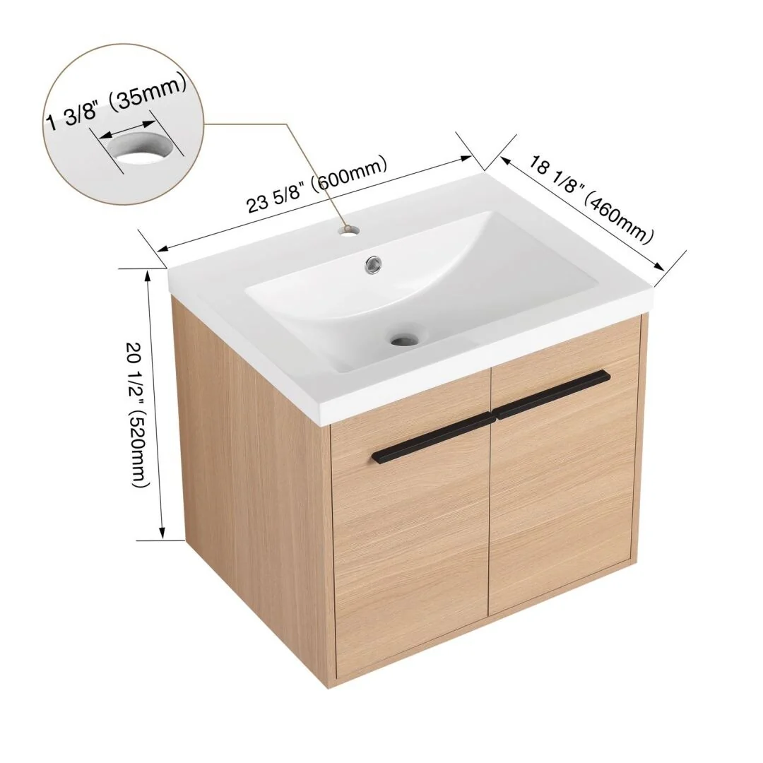 24-inch Bathroom Vanity with resin Countertop Sink 2 Doors Bathroom Cabinet Set