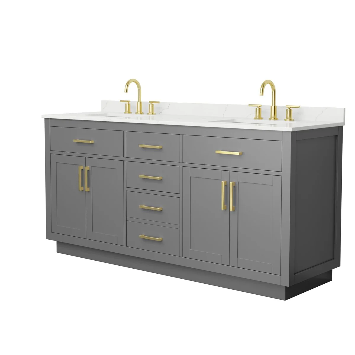 Beckett TK 72-inch Double Vanity, 3 Hole Quartz Top
