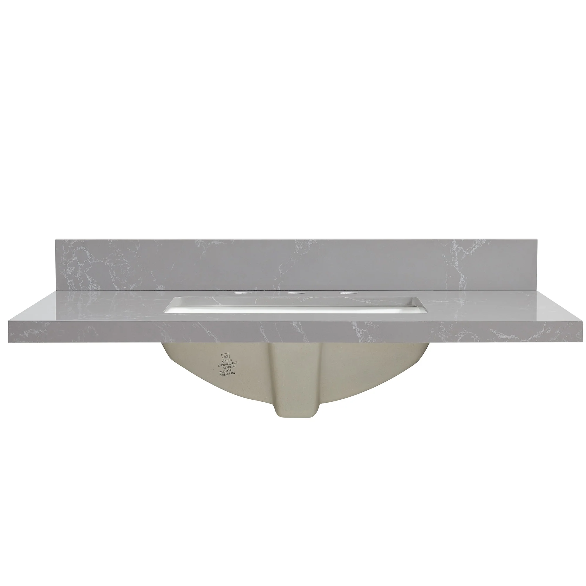 Jaen Composite Stone Vanity Top with White Rectangular Sink