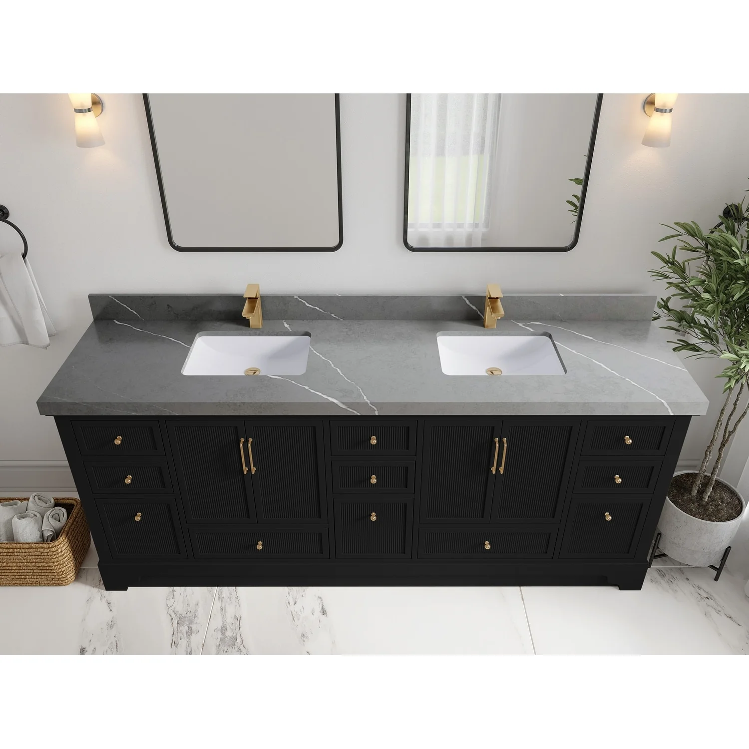 Willow Collections 84 in. W x 22 in. D Alys Double Bowl Sink Bathroom Vanity with Countertop