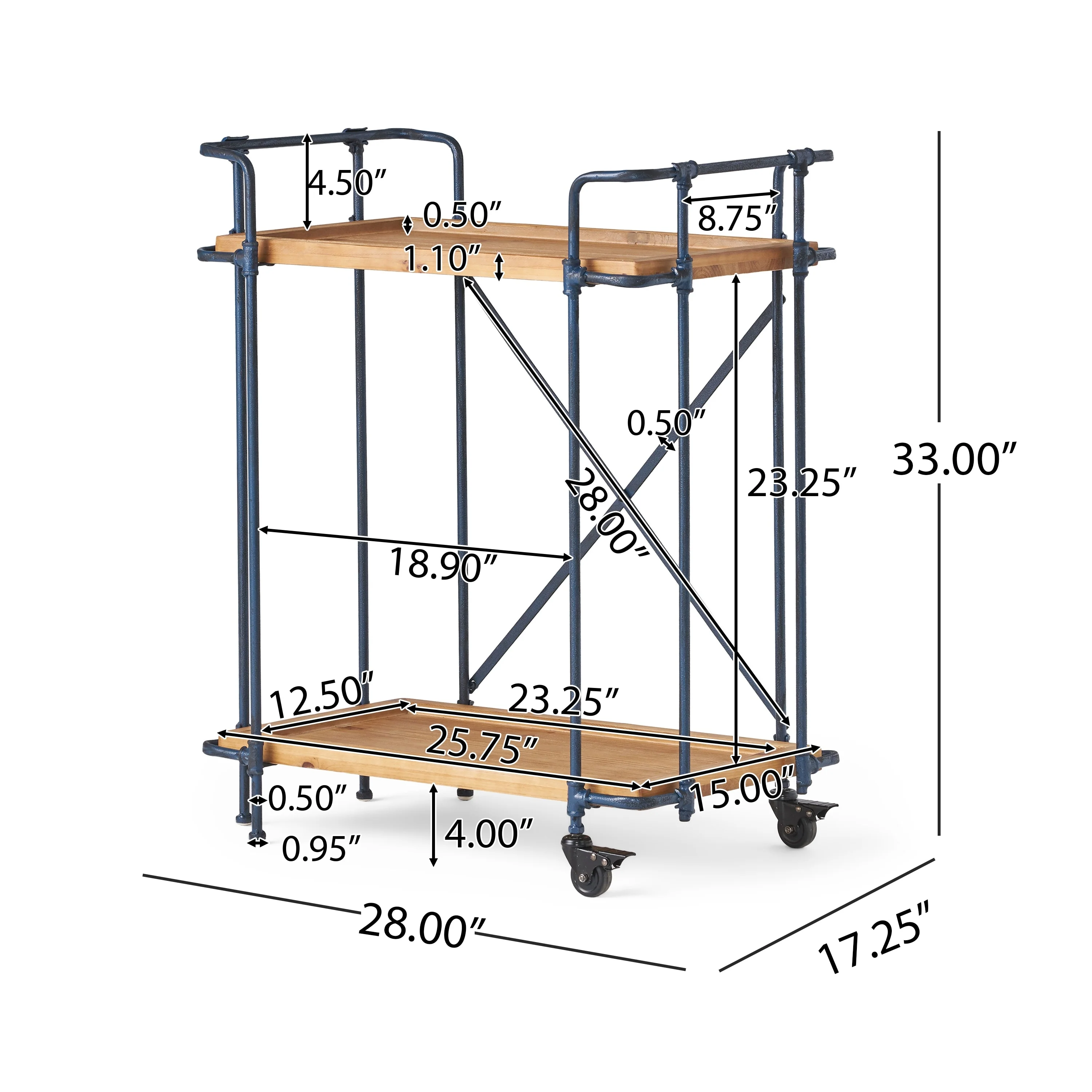 Eden Outdoor Industrial Firwood and Iron Bar Cart by Christopher Knight Home - 28.00