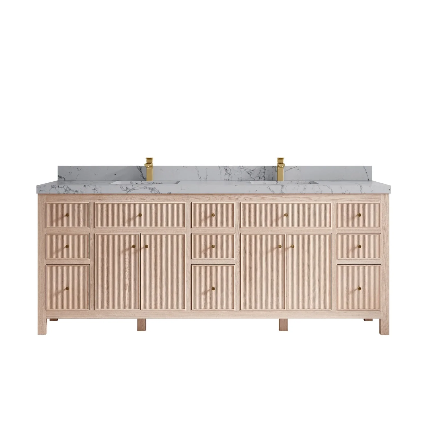 Willow Collections 84 x 22 Sonoma White Oak Double Sink Bathroom Vanity with Countertop