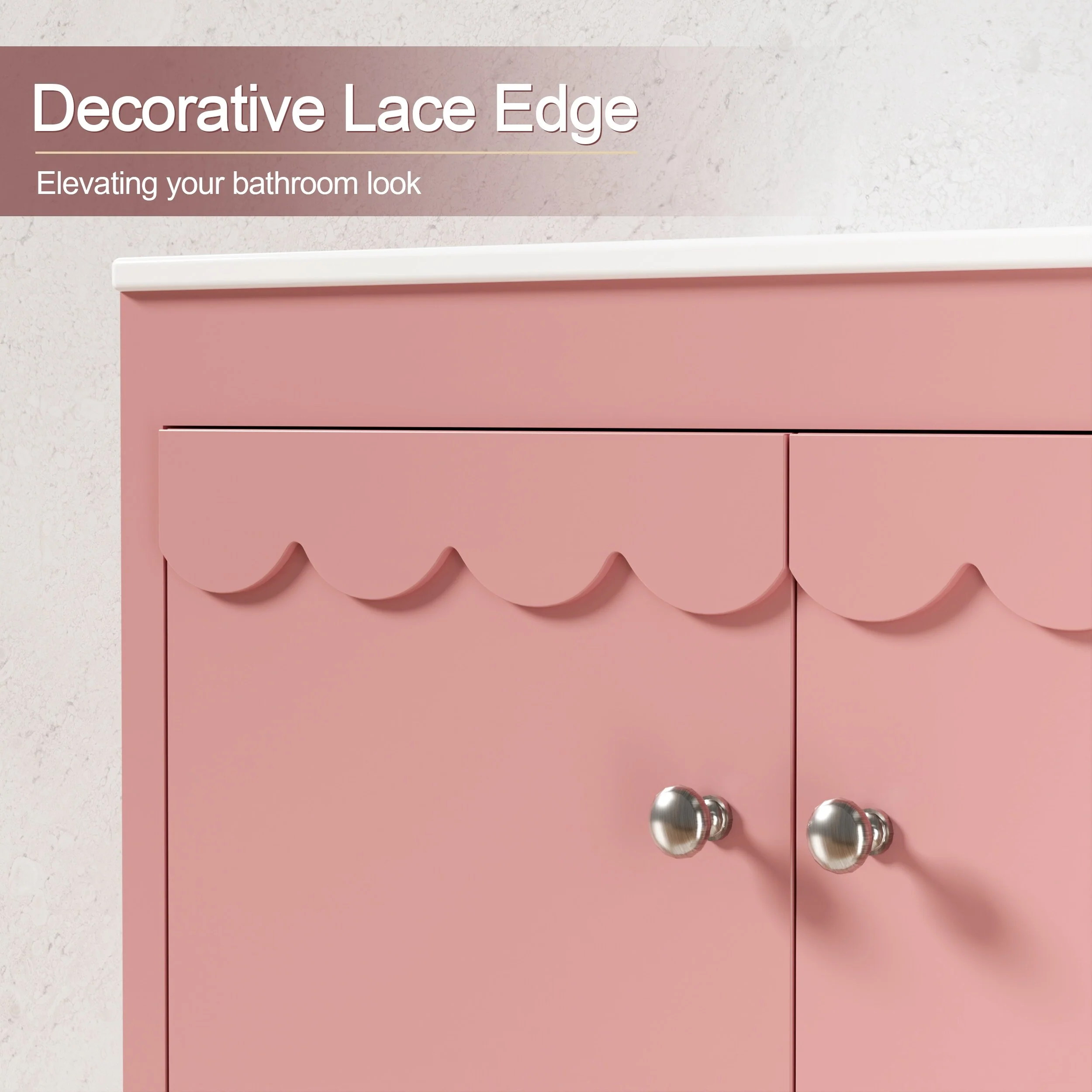 Lace Trim Freestanding Bathroom Vanity Set - Perfect for Bathrooms