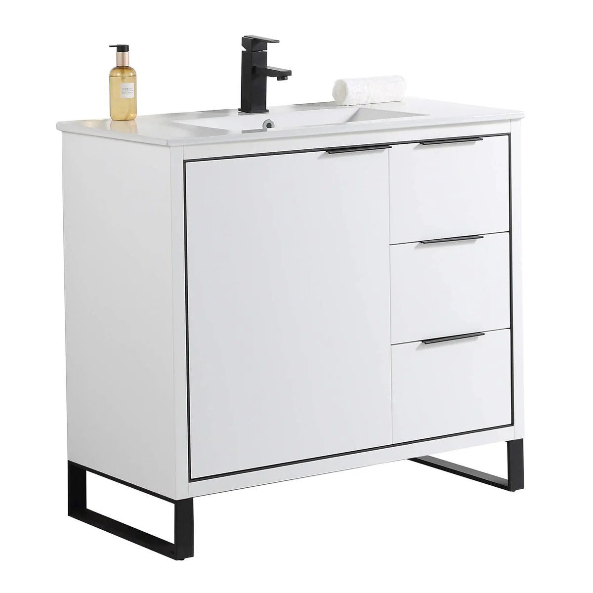 Fine Fixtures Opulence Collection Bathroom Vanity with White Ceramic Sink