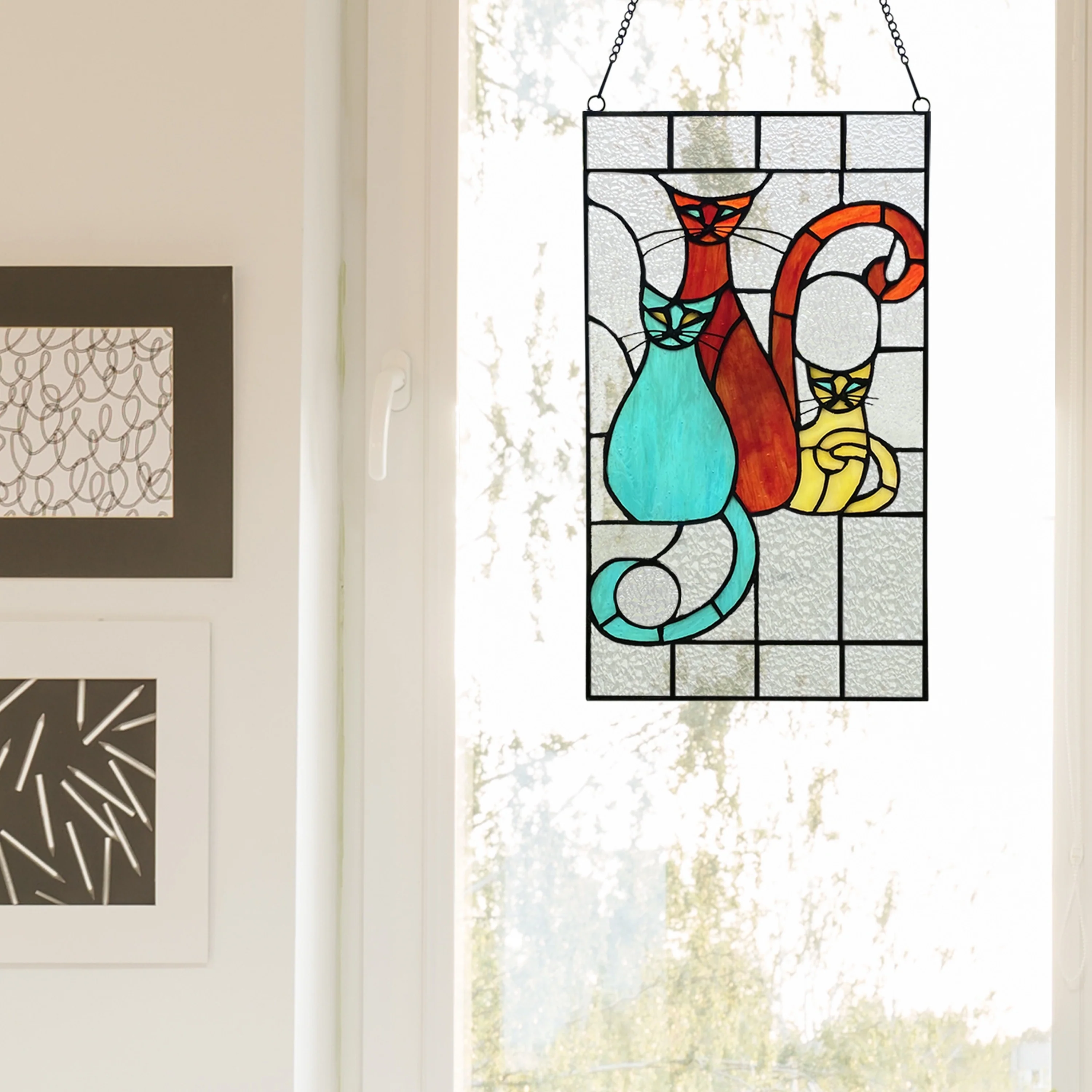 River of Goods River of Goods 14-Inch Coy Cats Trio Stained Glass Window Panel - 8