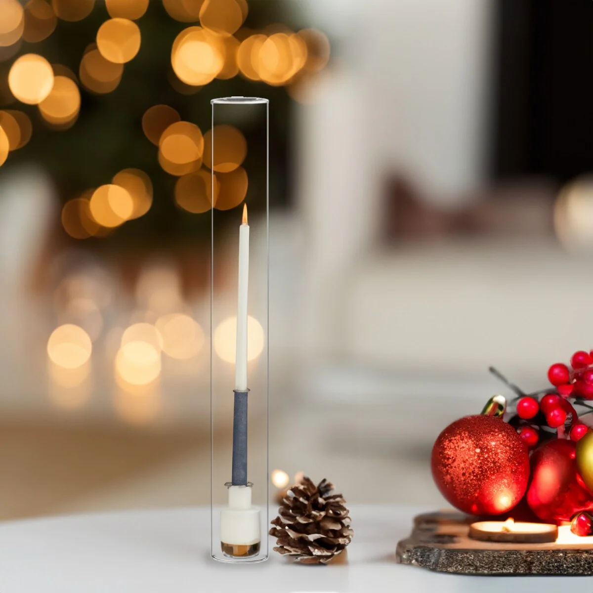 Clear Glass Cylinder Hurricane Chimney Tube, Candle Cover - 1 Piece