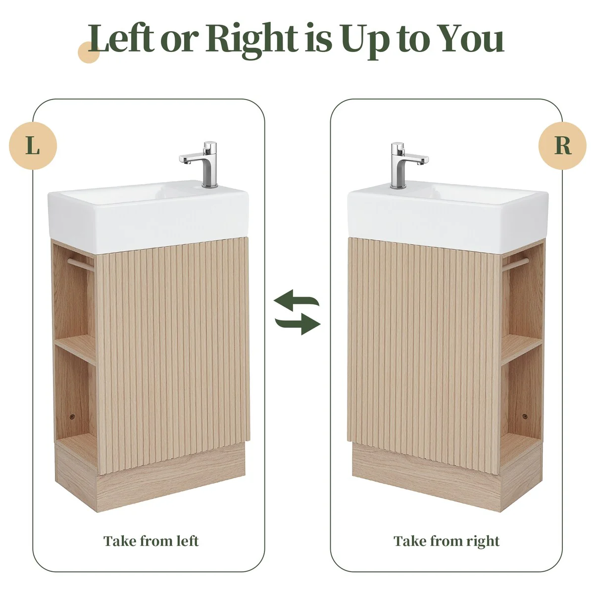18.6 in. W x 10.6 in. D x 33.2 in. H Bathroom Vanity with Sink and Two-tier Shelves