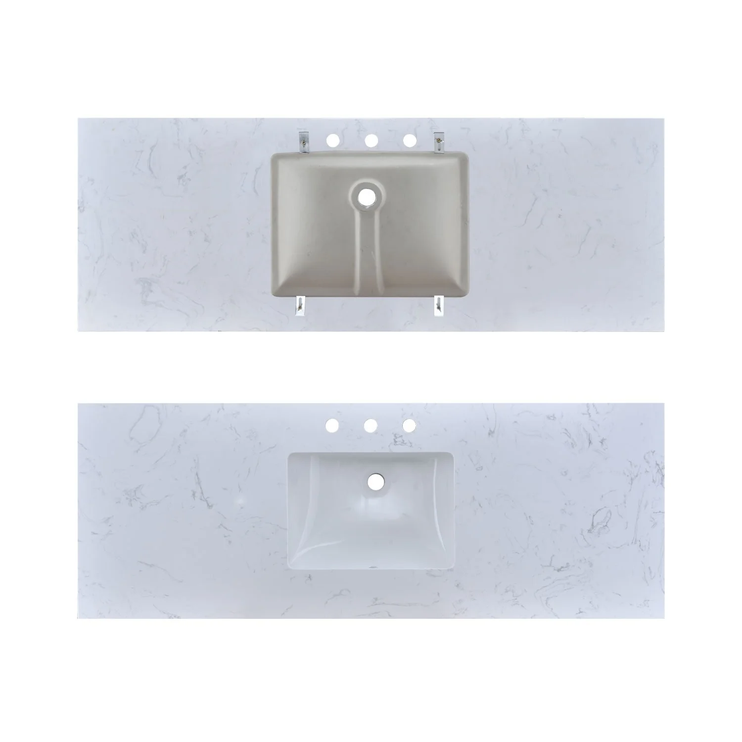 PROOX Bath Cultured Marble Vanity Top Undermount Rectangle Sink Backsplash Included