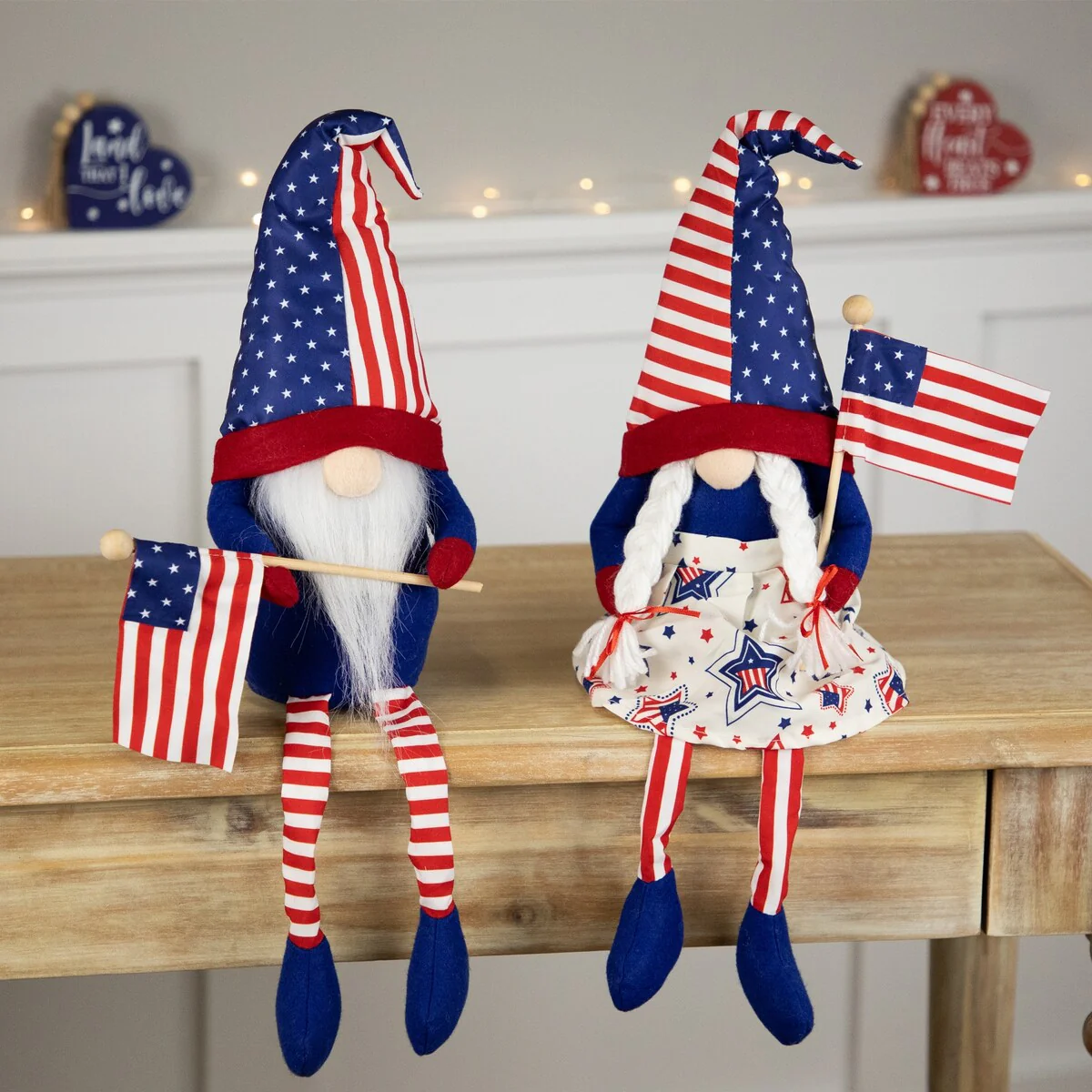 Stars and Stripes Patriotic Gnomes with Dangling Legs - 21.25