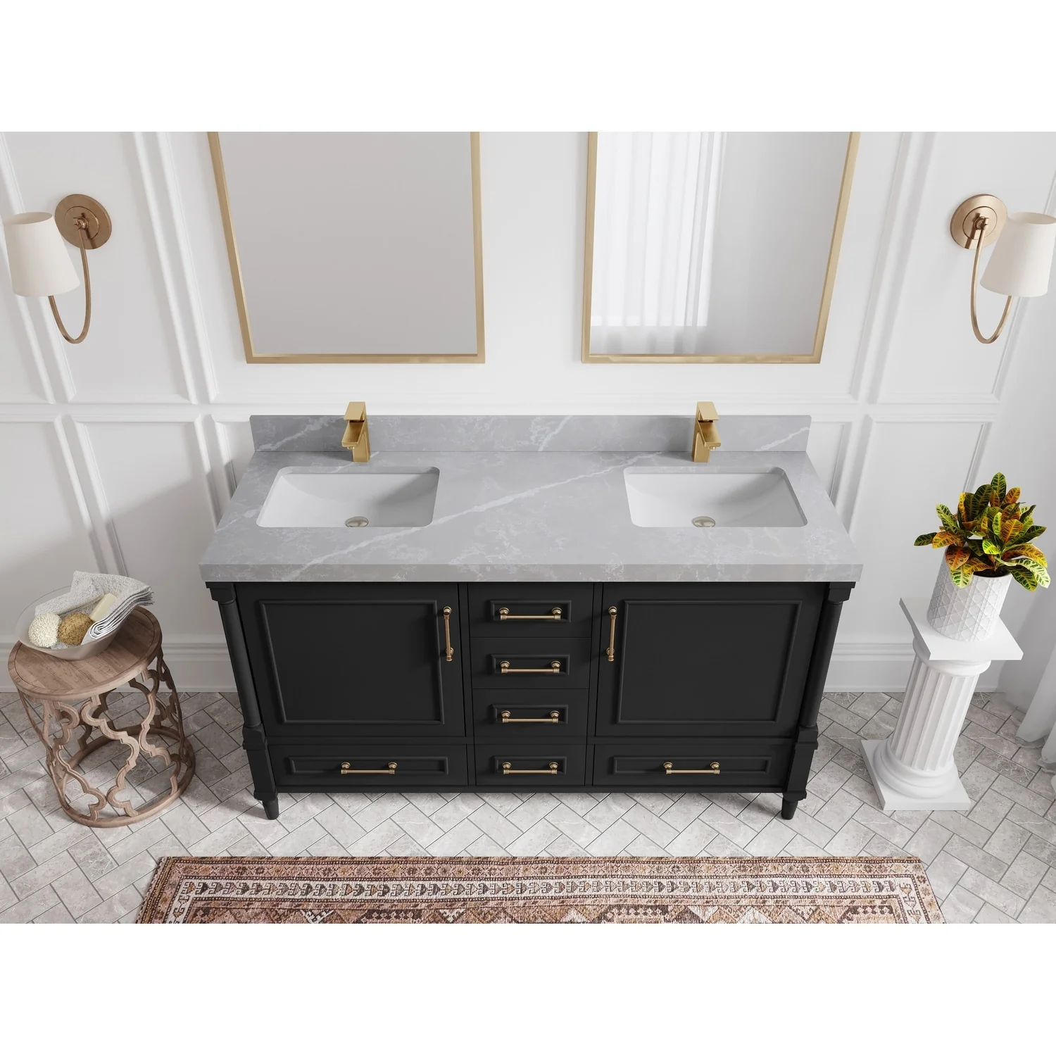 Willow Collections 60 in. W x 22 in. D Aberdeen Double Sink Bathroom Vanity with Countertop