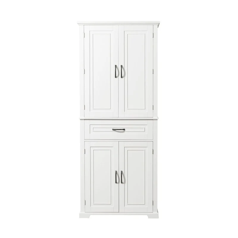Bathroom Floor Cabinet, Freestanding Storage Cabinet with Doors and Drawer, Kitchen Cupboard with Adjustable Shelf