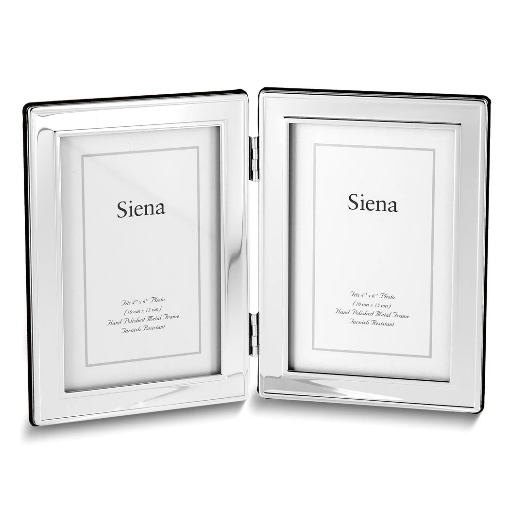 Curata Silver-Plated Tarnish-Resistant Polished 4x6 Double Photo Frame
