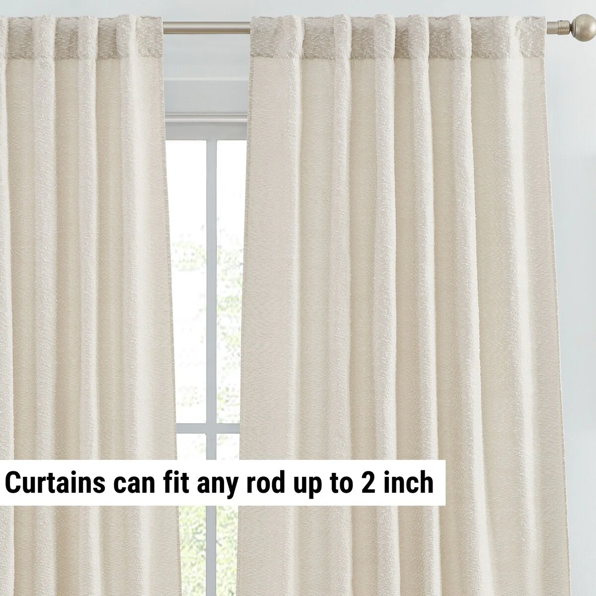 HLC.ME Easton Jacquard Slub Texture - Privacy Curtains with Back Tab Rod Pocket Lightweight Window Curtains Panels, Set of 2