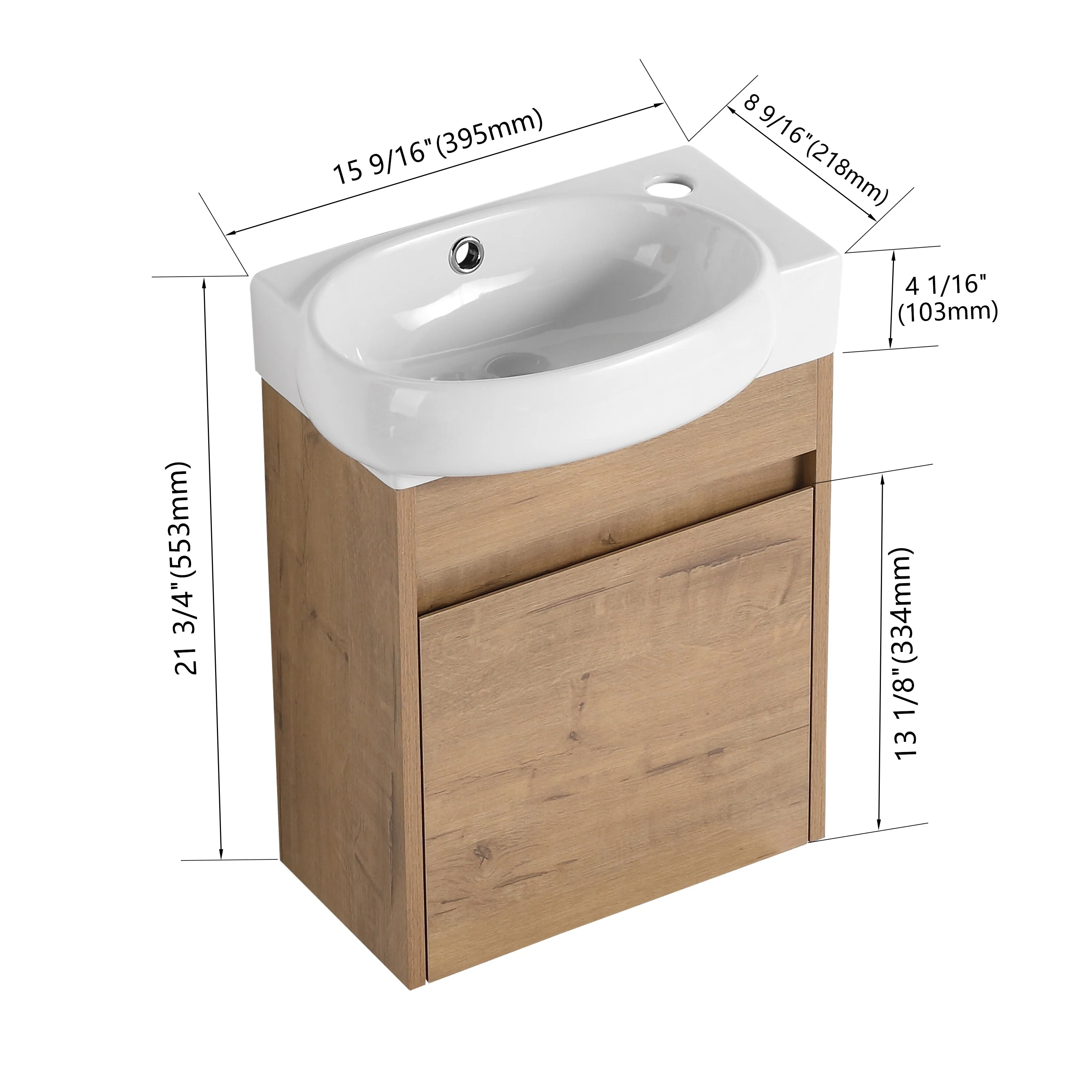 BNK 16/18/23 inch Freestanding/Floating Bathroom Vanity with Single Sink,Powder Room Vanity with Soft Close Door