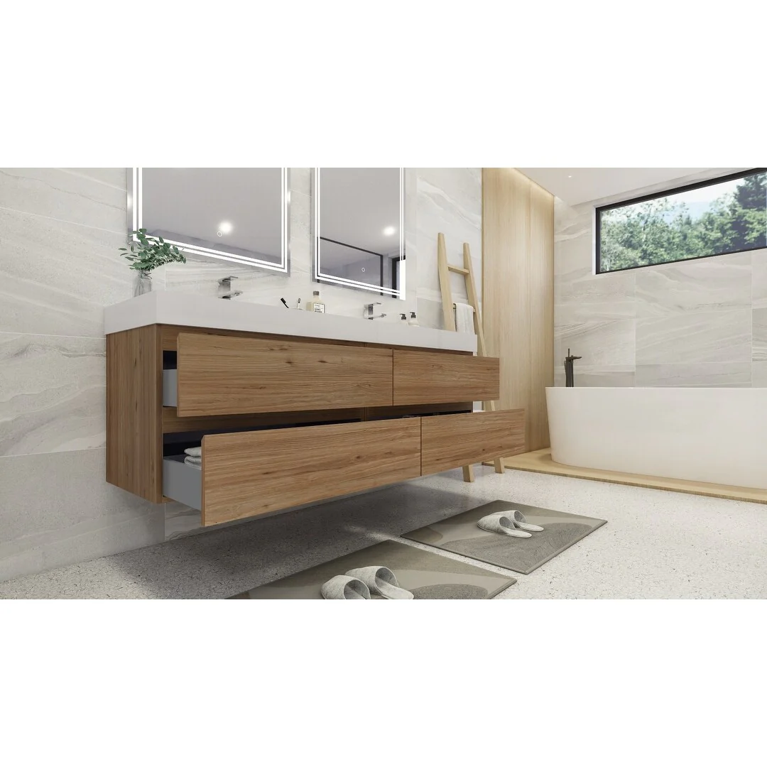 Baillie 72'' Wall-Mounted Vanity with Double Reinforced Acrylic Sink