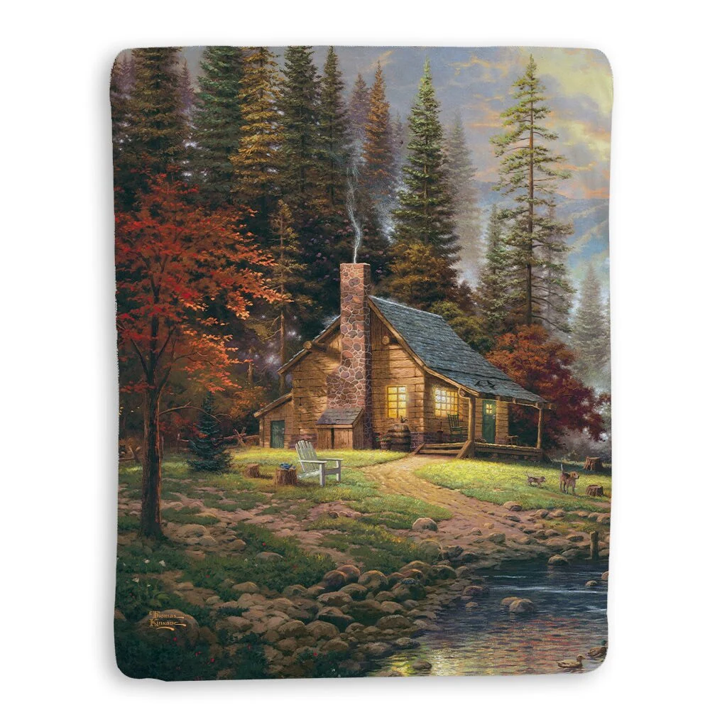 Thomas Kinkade A Peaceful Retreat Sherpa Throw Blanket By Laural Home