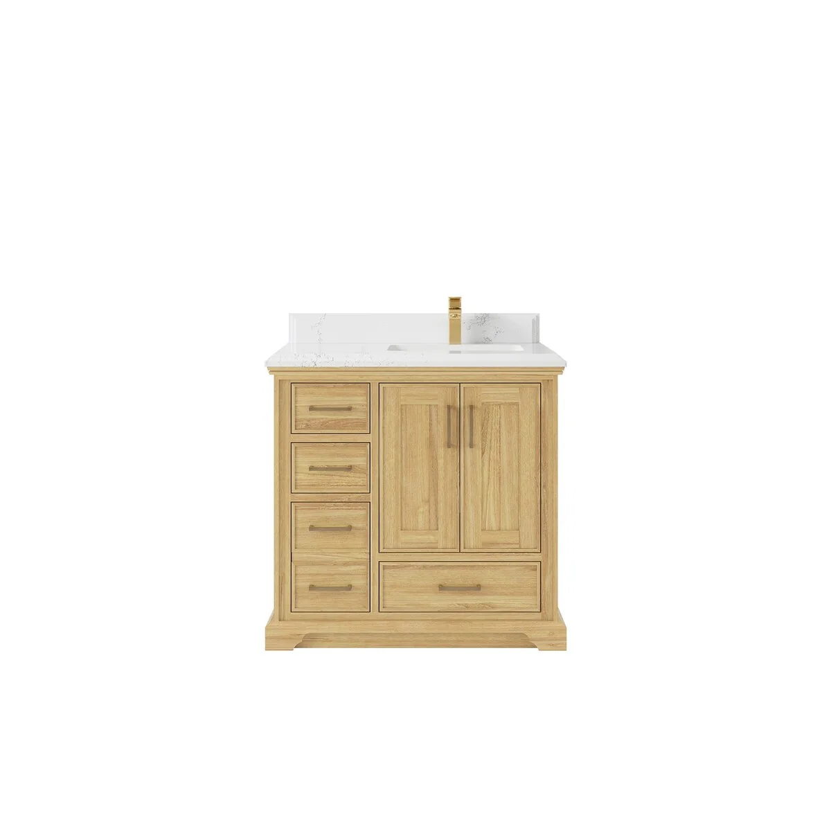 Willow Collections 36 in. W x 22 in. D Charlotte Teak Right Offset Sink Bathroom Solid Teak Vanity with Countertop