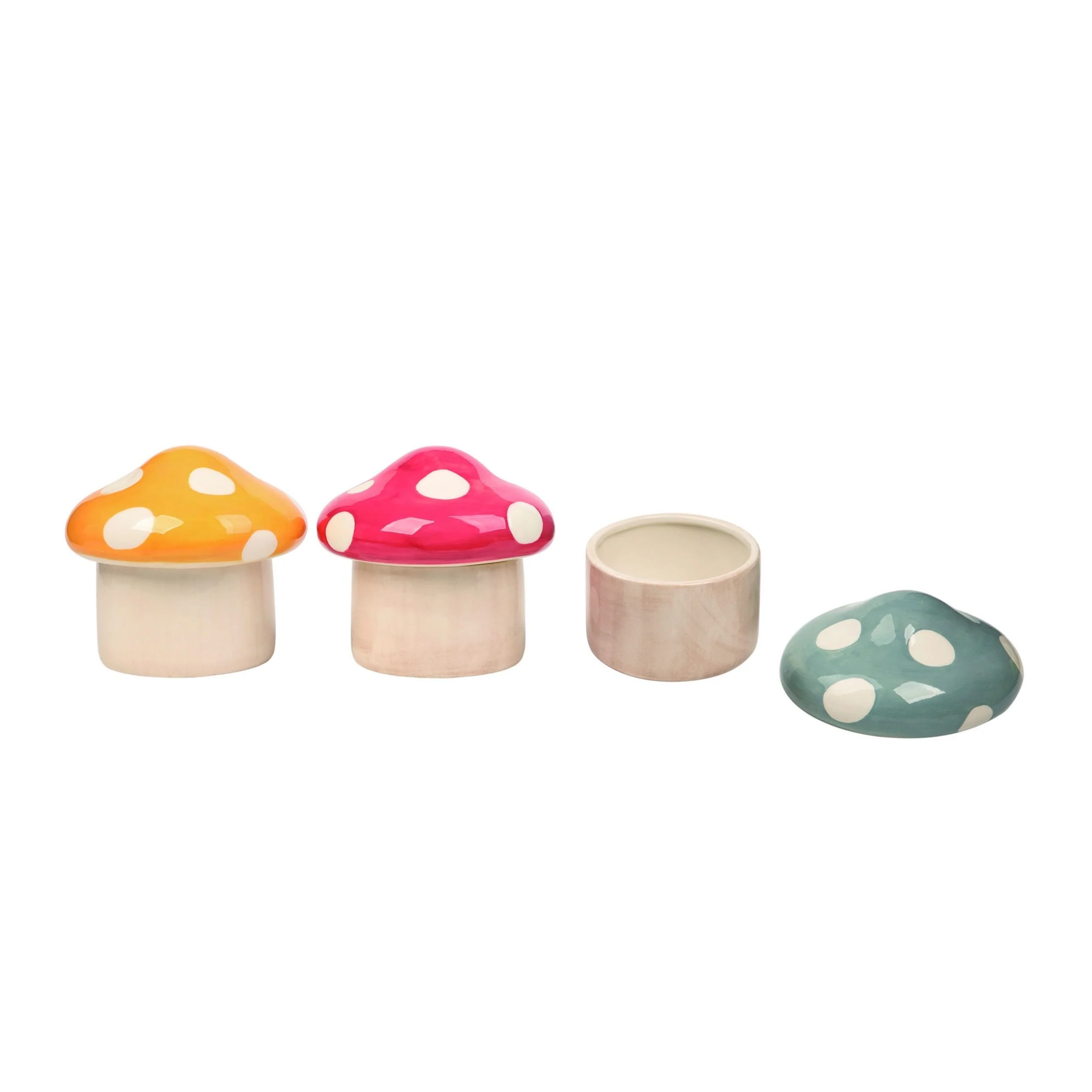 Transpac Ceramic Mushroom Container Set of 3 Spring Home Decorations
