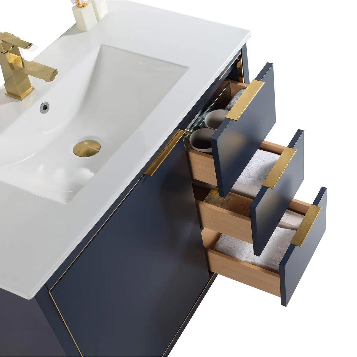 Fine Fixtures Opulence Collection Bathroom Vanity with White Ceramic Sink