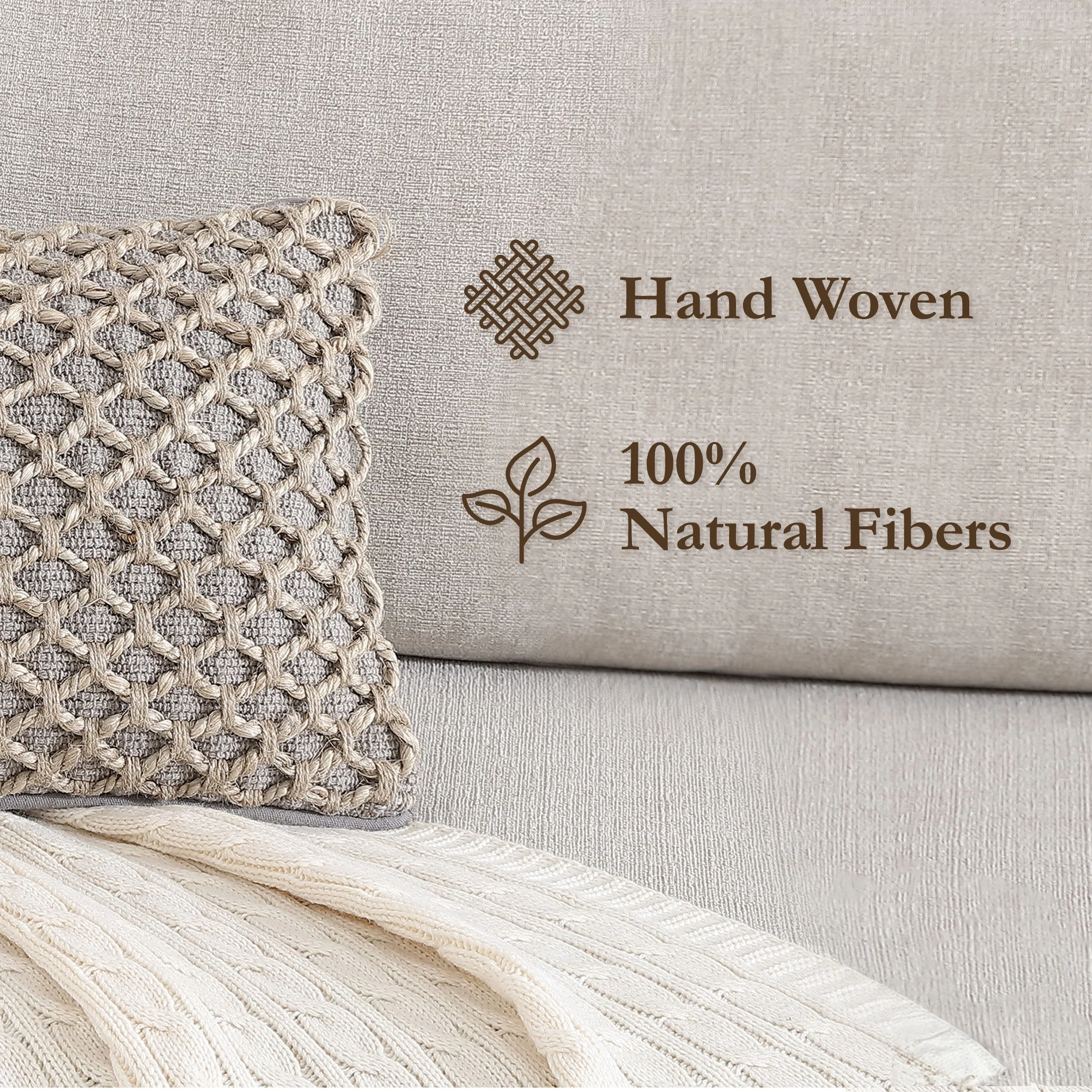 Boho Living Jada Braided Cotton/Jute Throw Pillow Covers
