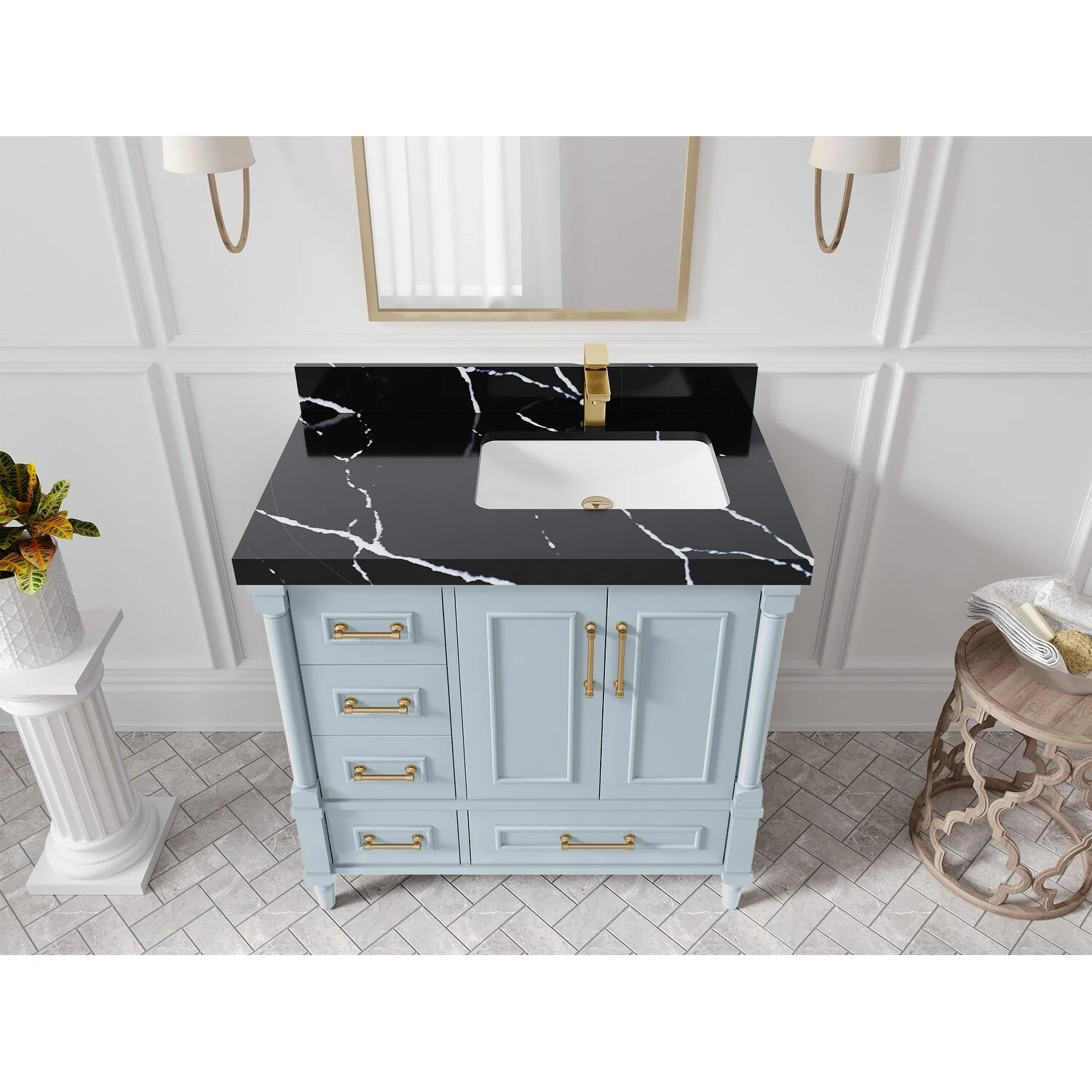 Willow Collections 36 in. W x 22 in. D Aberdeen Right Offset Sink Bathroom Vanity with Countertop