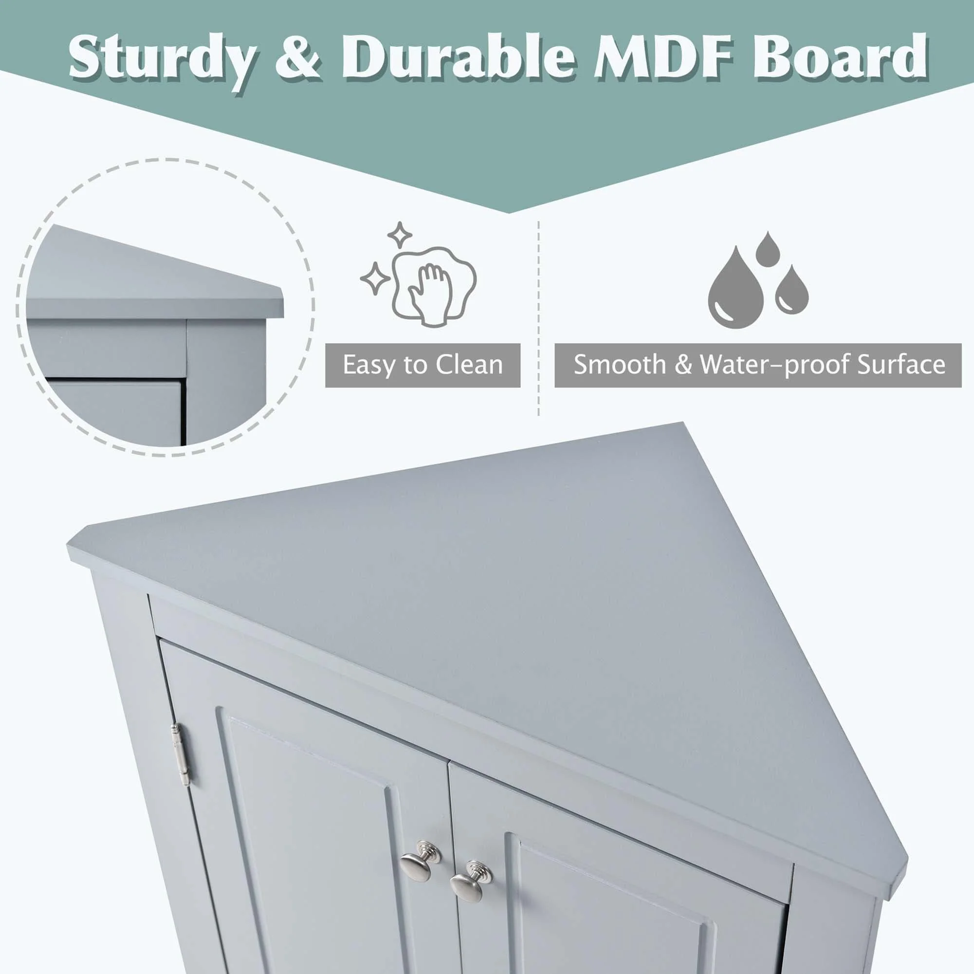 Triangle Bathroom Storage Cabinet with Adjustable Shelves