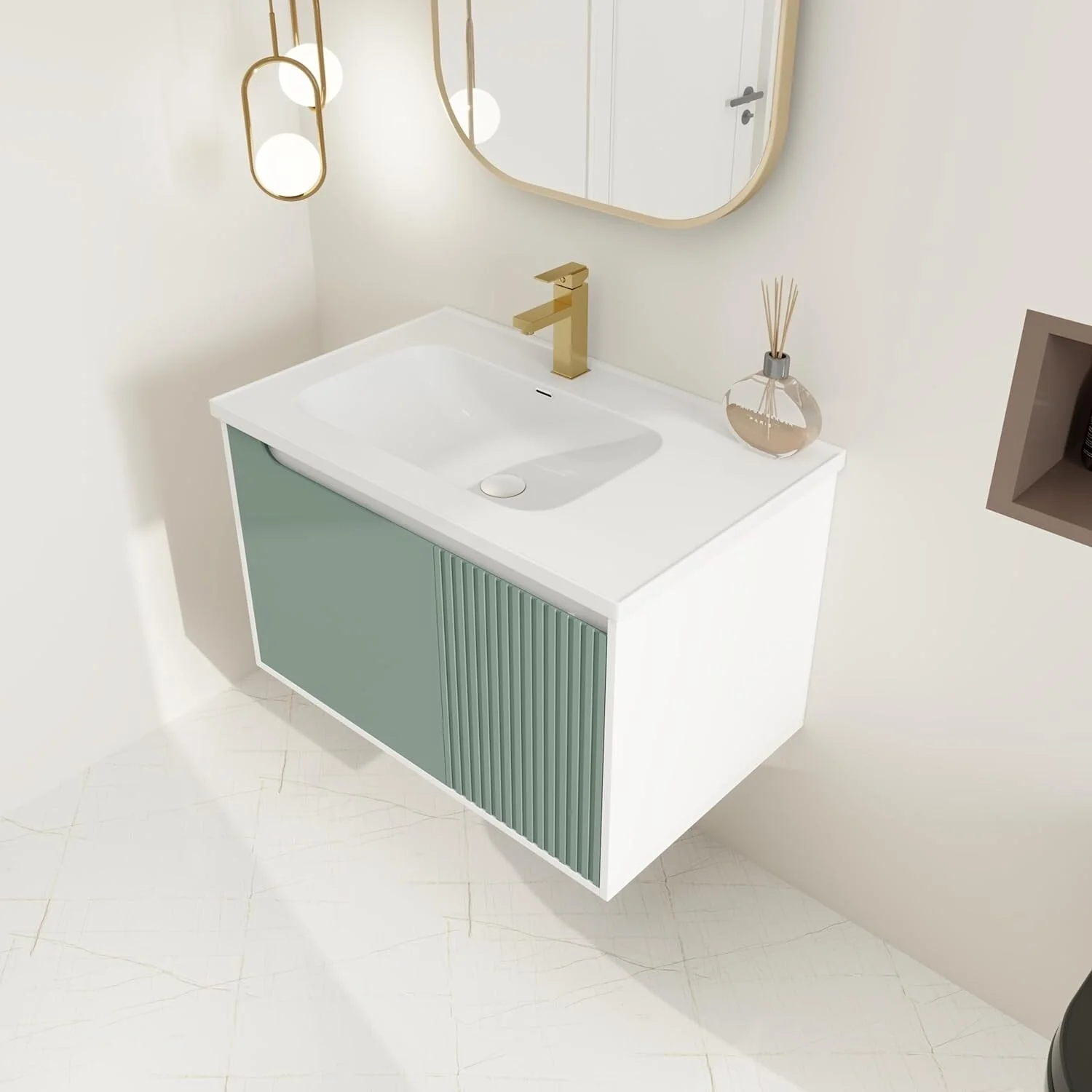 BNK 28/ 32/36/40 Inch Single Sink Bathroom Vanity with Soft Close Door, Modern Floating Vanity