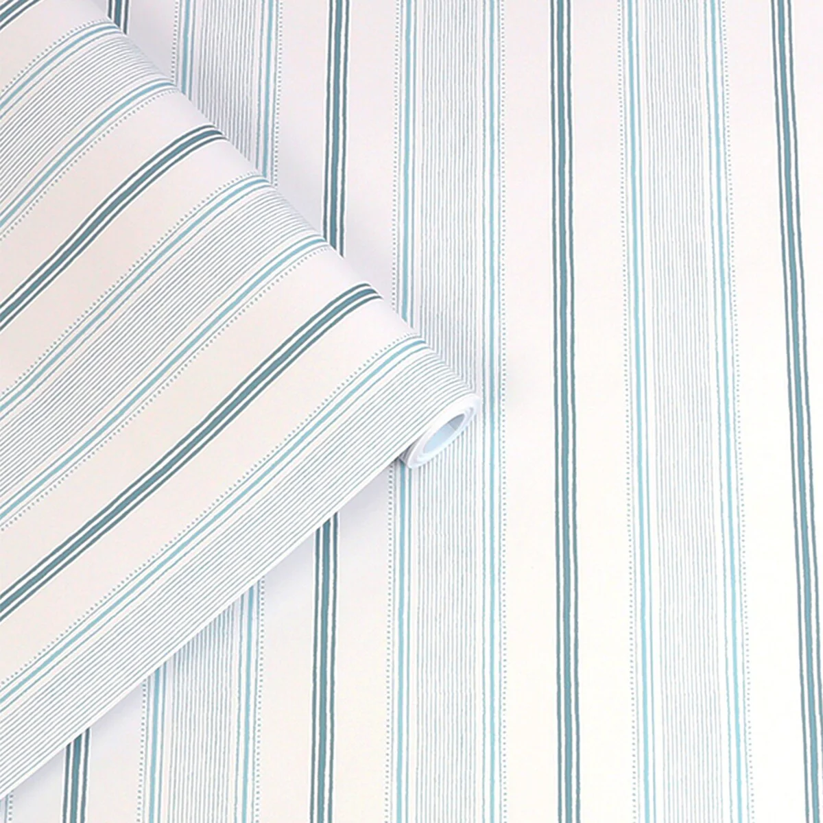 Laura Ashley Heacham Stripe Seaspray Wallpaper - N/A