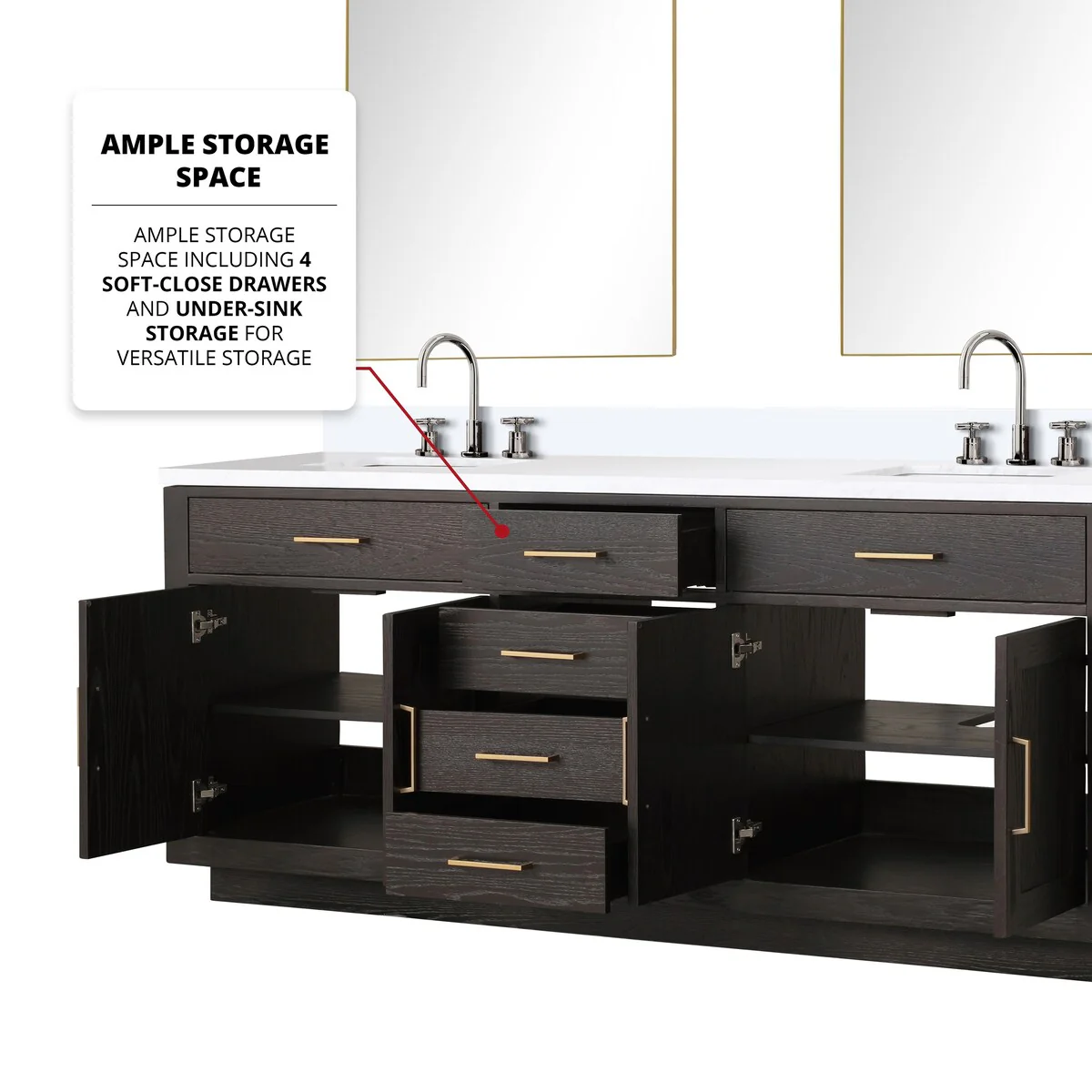 Abbey 60 in W x 22 in D Black Oak Double Bath Vanity and Cultured Marble Top