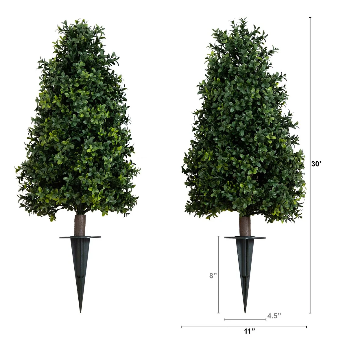 2.5' UV Resistant Artificial Boxwood Plant with Stake - Set of 2 - Green