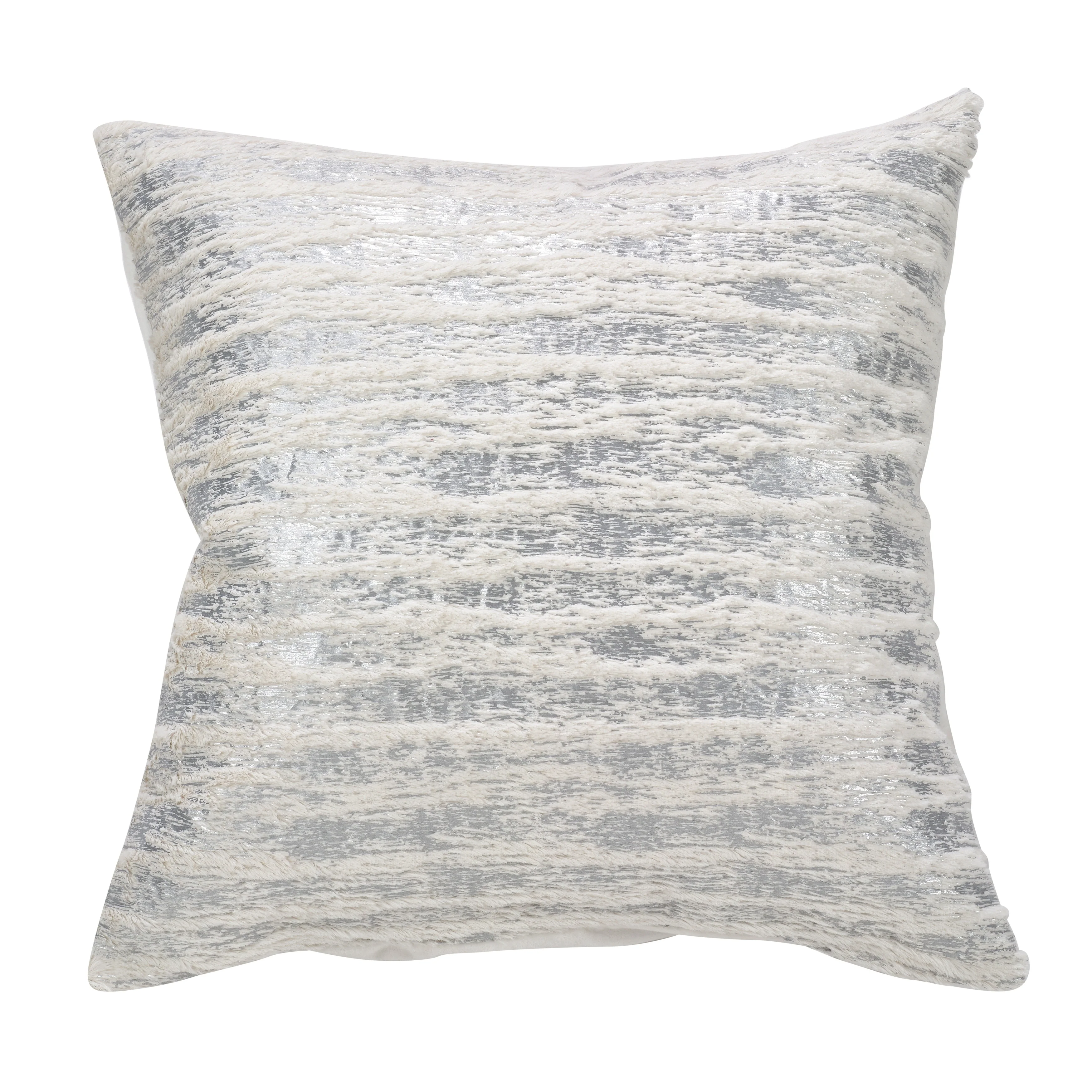 Faux Fur With Brushed Metallic Foil Print Down Filled Throw Pillow