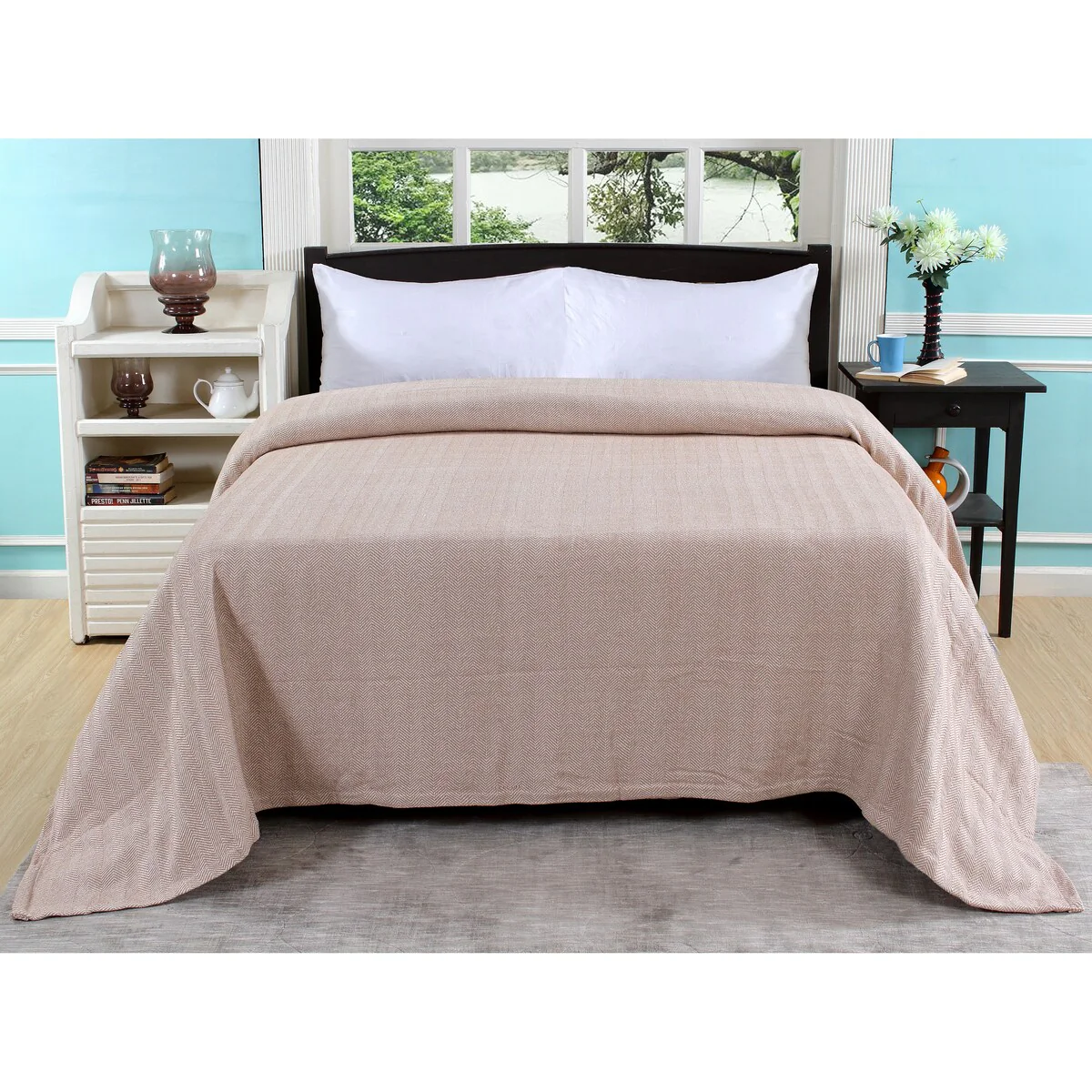 Soft and Cozy Herringbone Stripe Weave Cotton Blanket